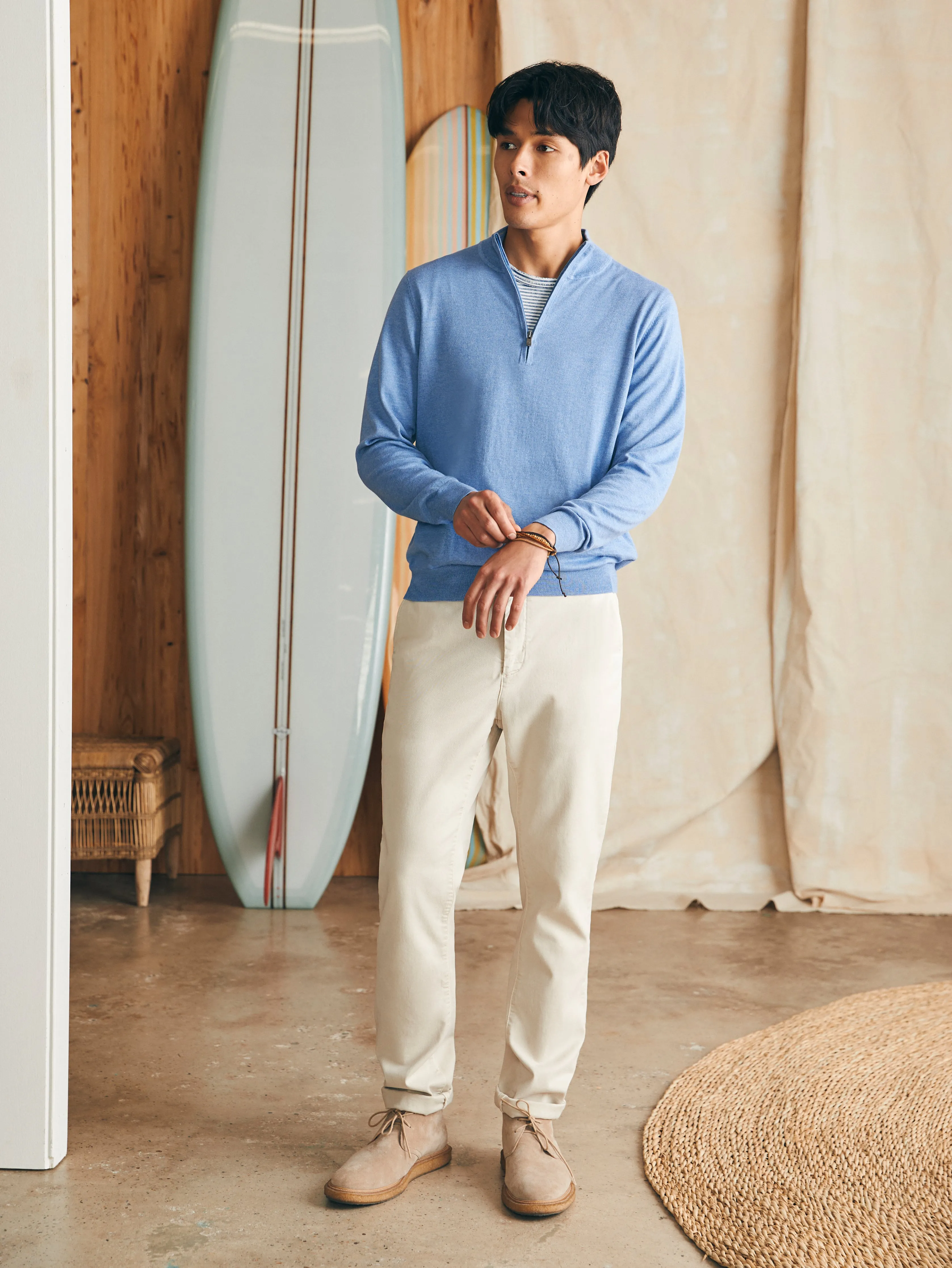 Movement™ Quarter Zip Sweater (Tall) - Azure Sky Heather sold by Faherty product image thumbnail 4