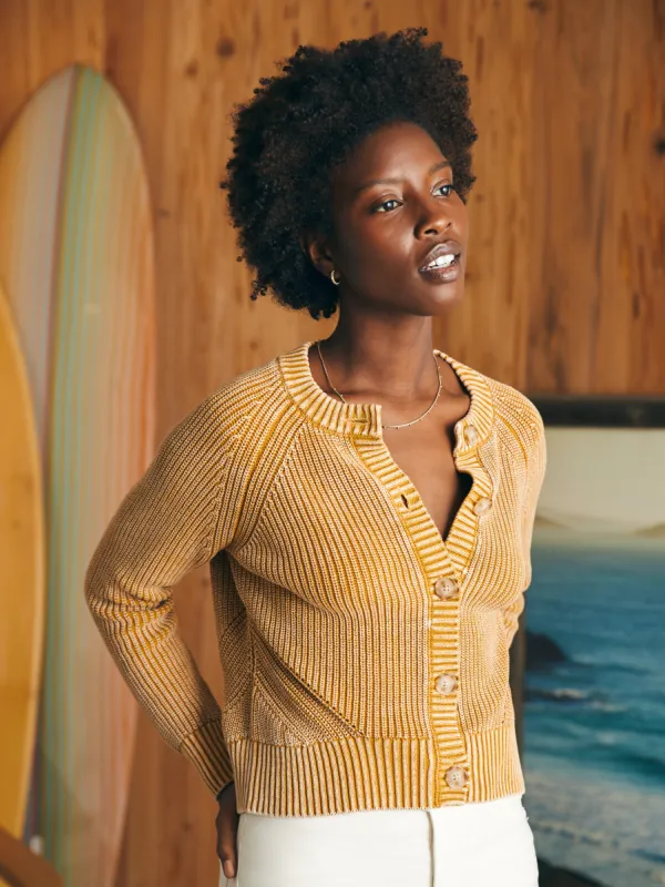 Sunwashed Fisherman Cardigan - Golden Brown sold by Faherty