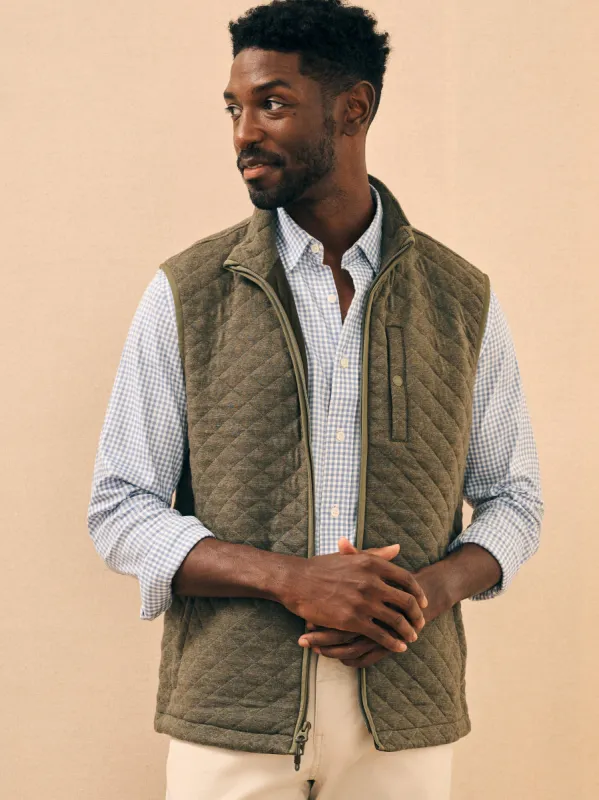 Epic Quilted Fleece Vest - Olive Melange sold by Faherty