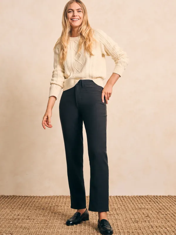 Stretch Terry 5-Pocket Pant - Washed Black sold by Faherty