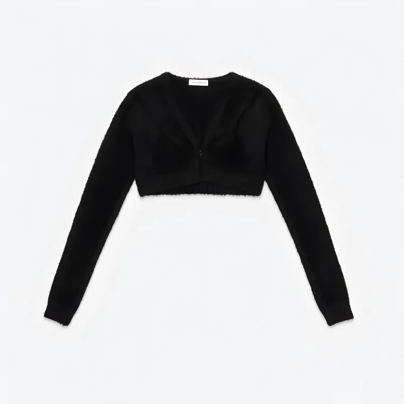 KNITTED HIGH COLLAR CROPPED CARDIGAN sold by Faith Connexion