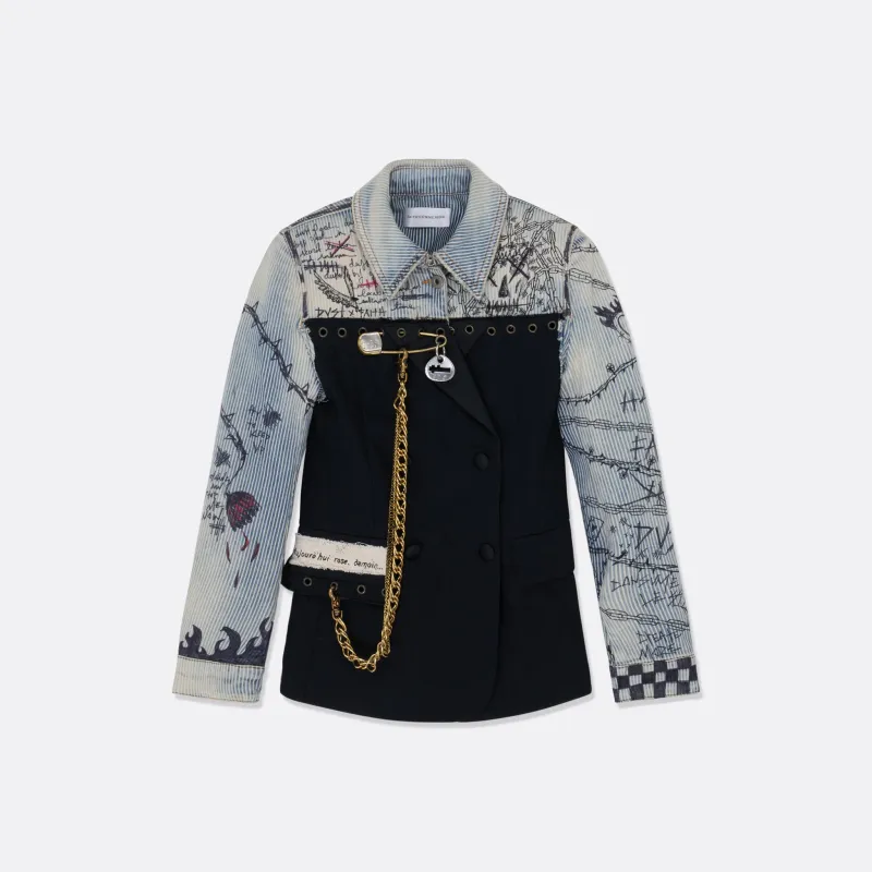 UPCYCLED MIXED FABRIC JACKET sold by Faith Connexion