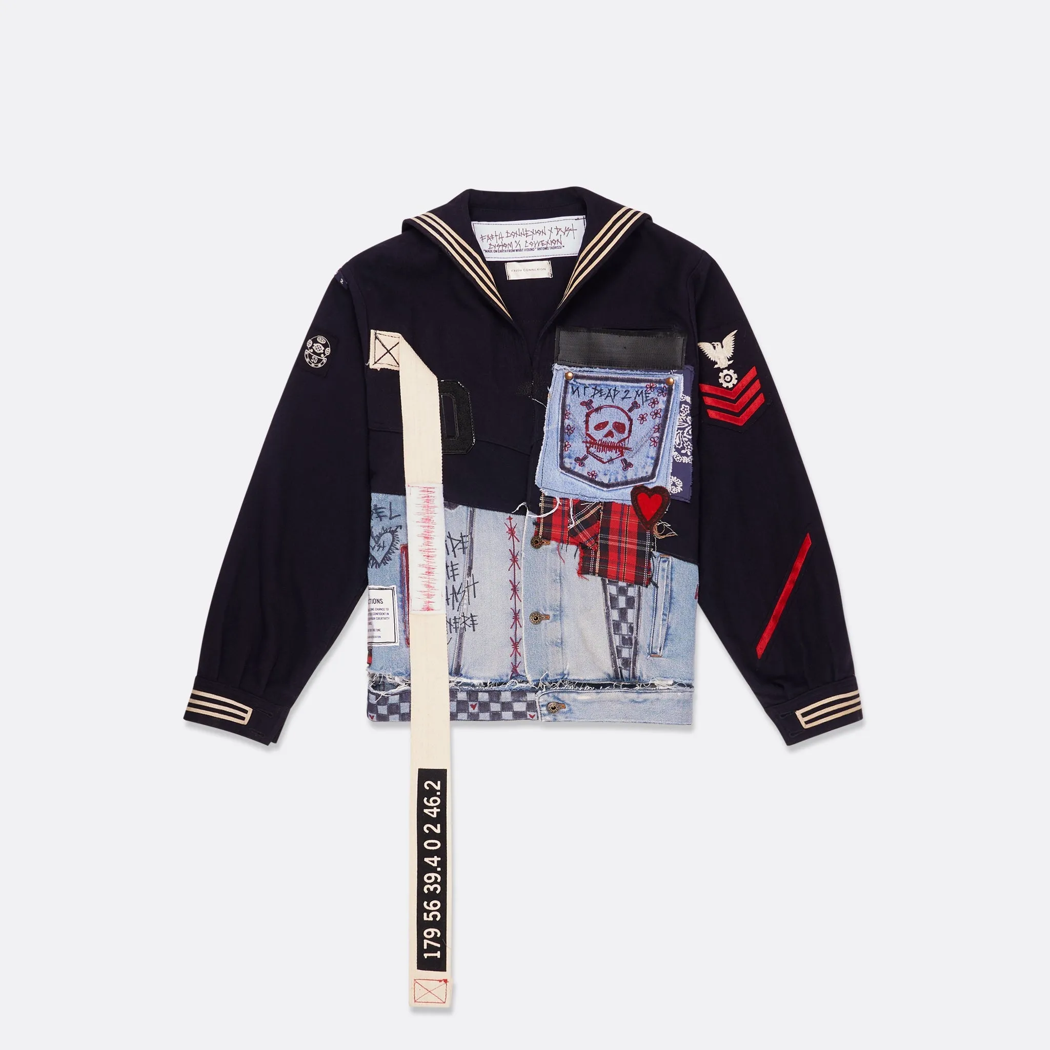 UPCYCLED MIX OF SAILOR JACKET AND DENIM JACKET sold by Faith Connexion