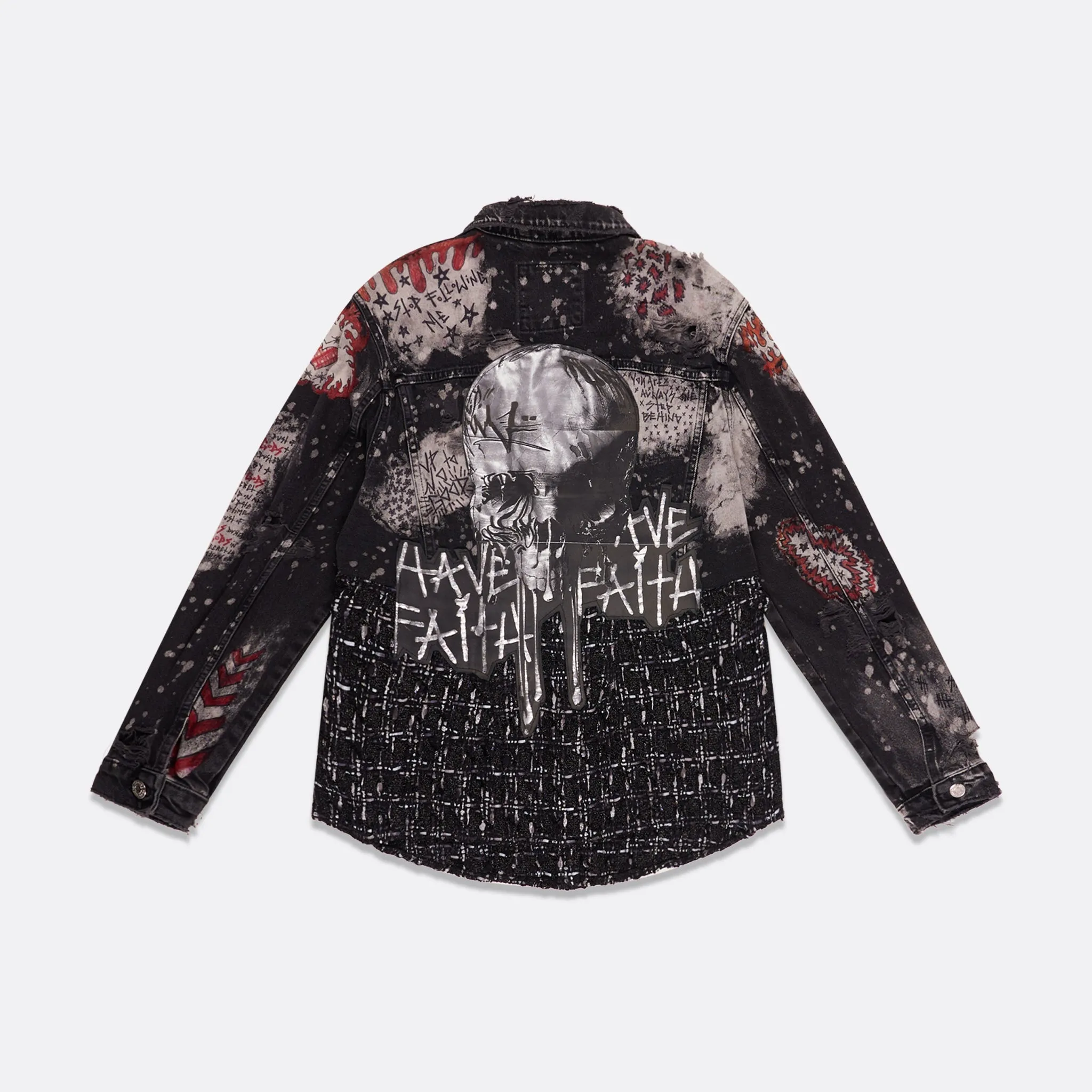 UPCYCLED MIXED DENIM AND TWEED JACKET sold by Faith Connexion product image thumbnail 2