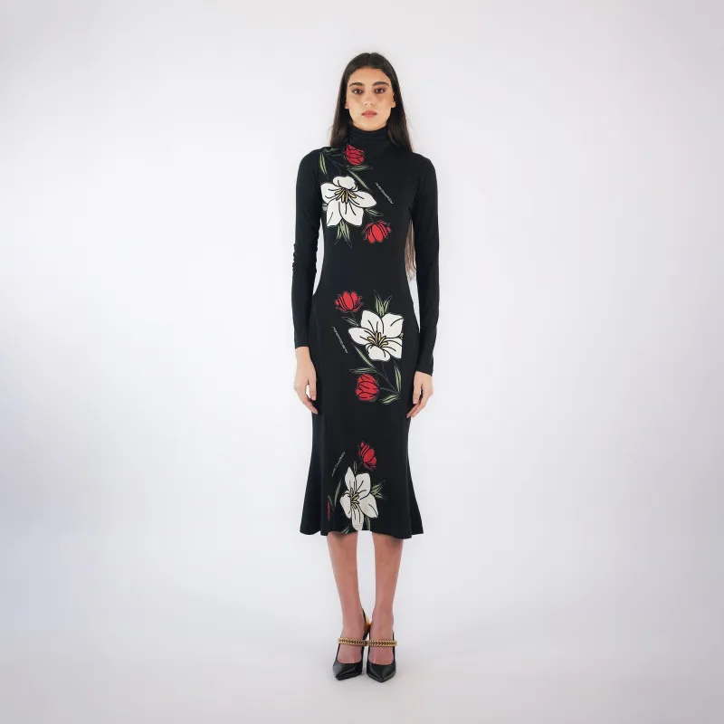 HIGH-NECK FLORAL PRINT BODYCON DRESS | KATE PEREZ sold by Faith Connexion