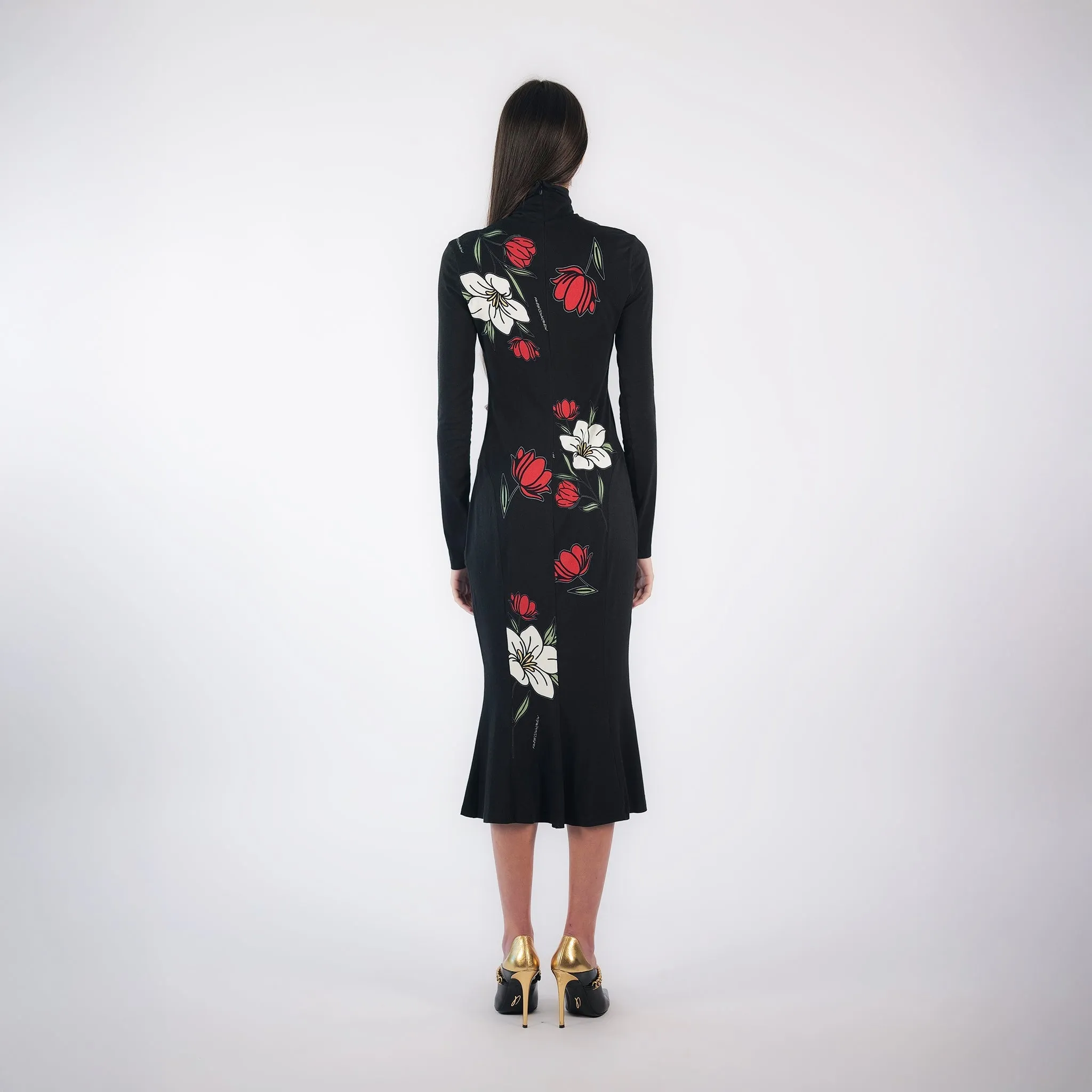 HIGH-NECK FLORAL PRINT BODYCON DRESS | KATE PEREZ sold by Faith Connexion product image thumbnail 2