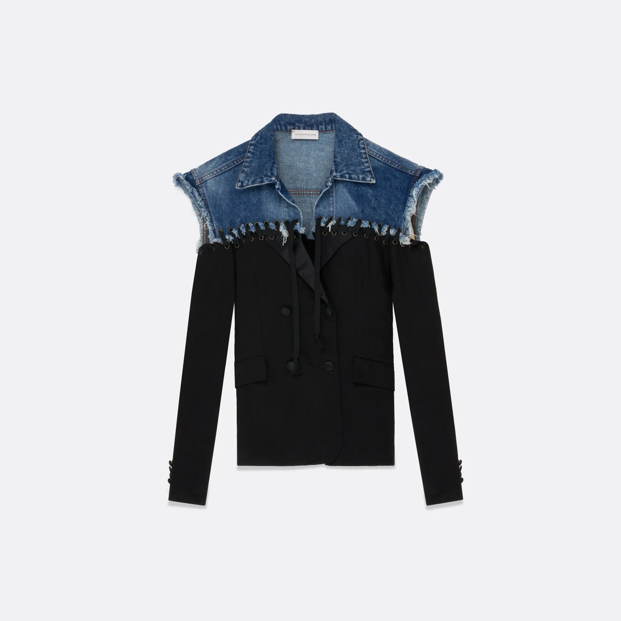 MIXED-FABRIC BLAZER sold by Faith Connexion