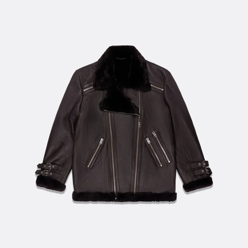 BLACK SHEARLING JACKET sold by Faith Connexion