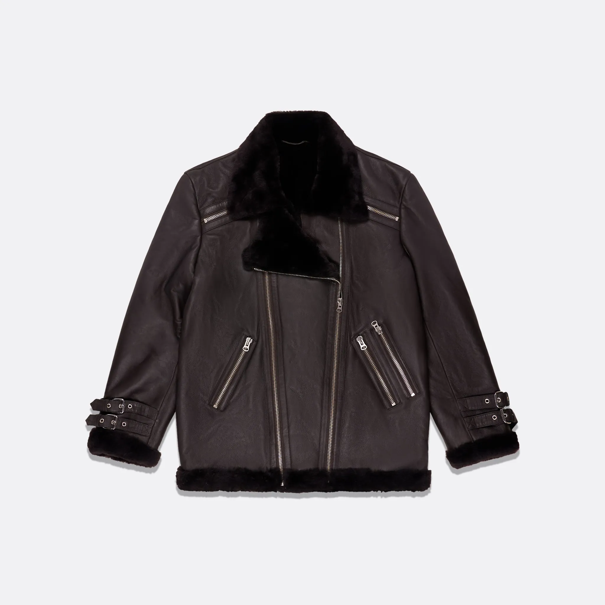 BLACK SHEARLING JACKET sold by Faith Connexion