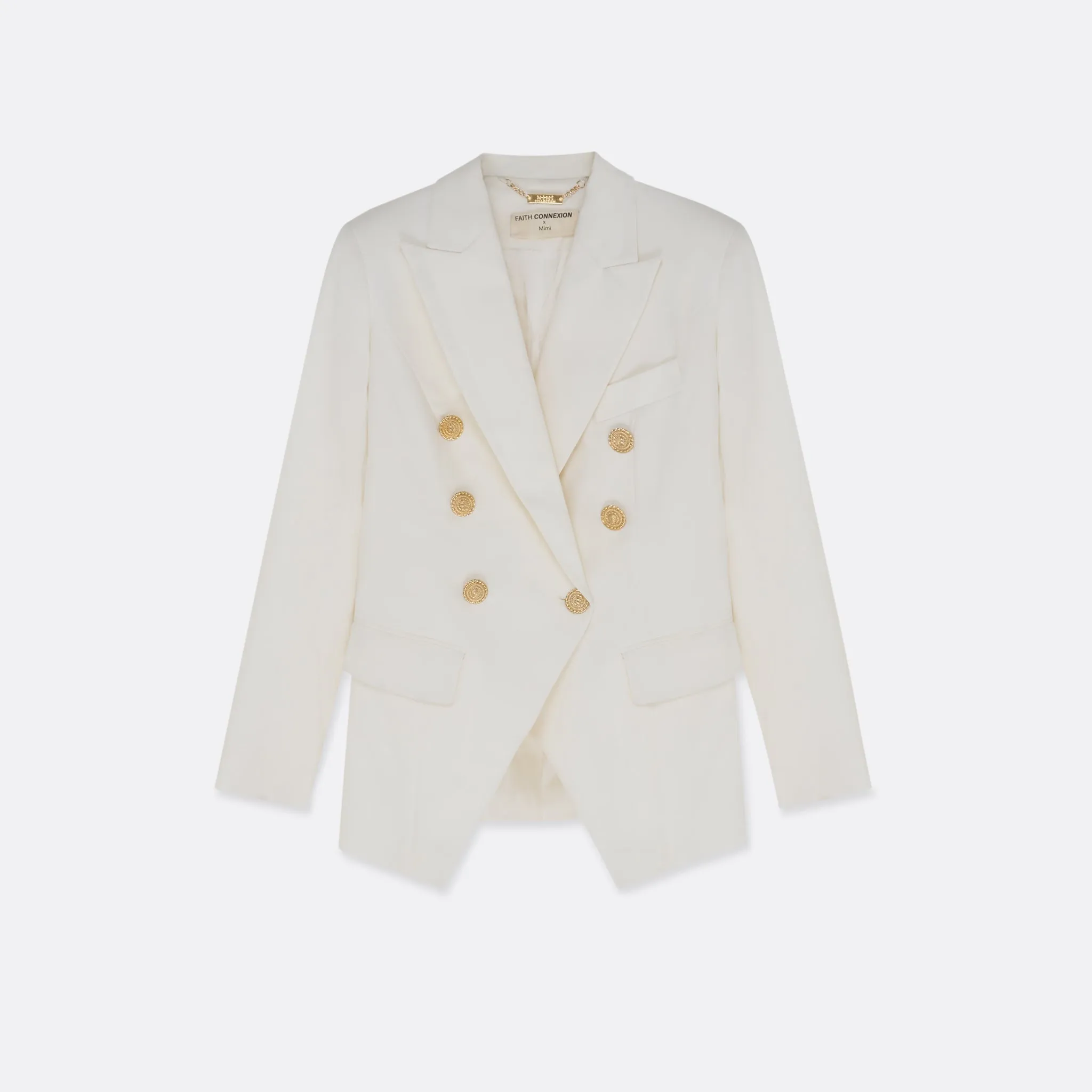 DOUBLE-BREASTED BLAZER WITH GOLD BUTTONS sold by Faith Connexion