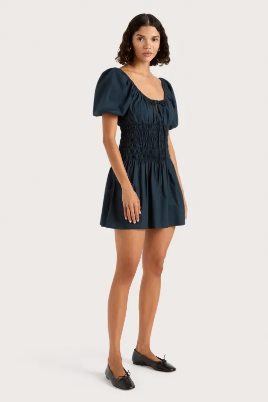Beatrice Mini Dress Navy sold by Faithfull the Brand