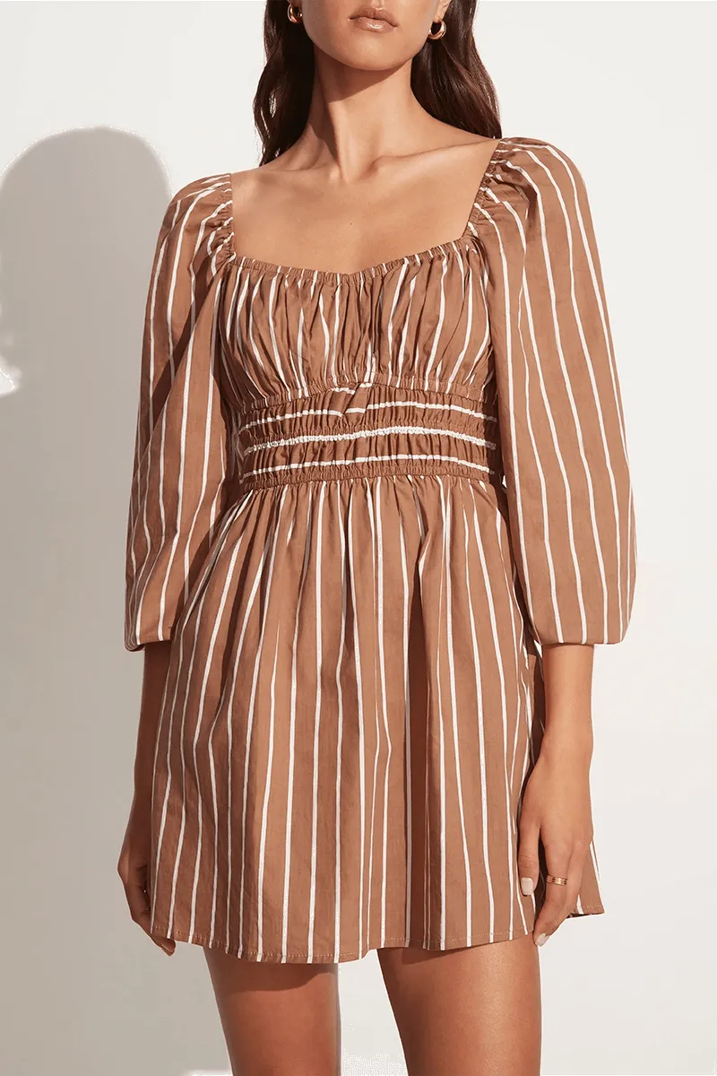 Paloma Mini Dress Adia Stripe Print Hazelnut - Final Sale sold by Faithfull the Brand product image thumbnail 2