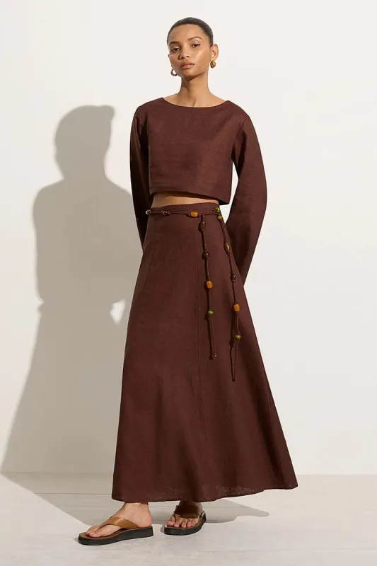 Es Raco Skirt Tobacco - Final Sale sold by Faithfull the Brand