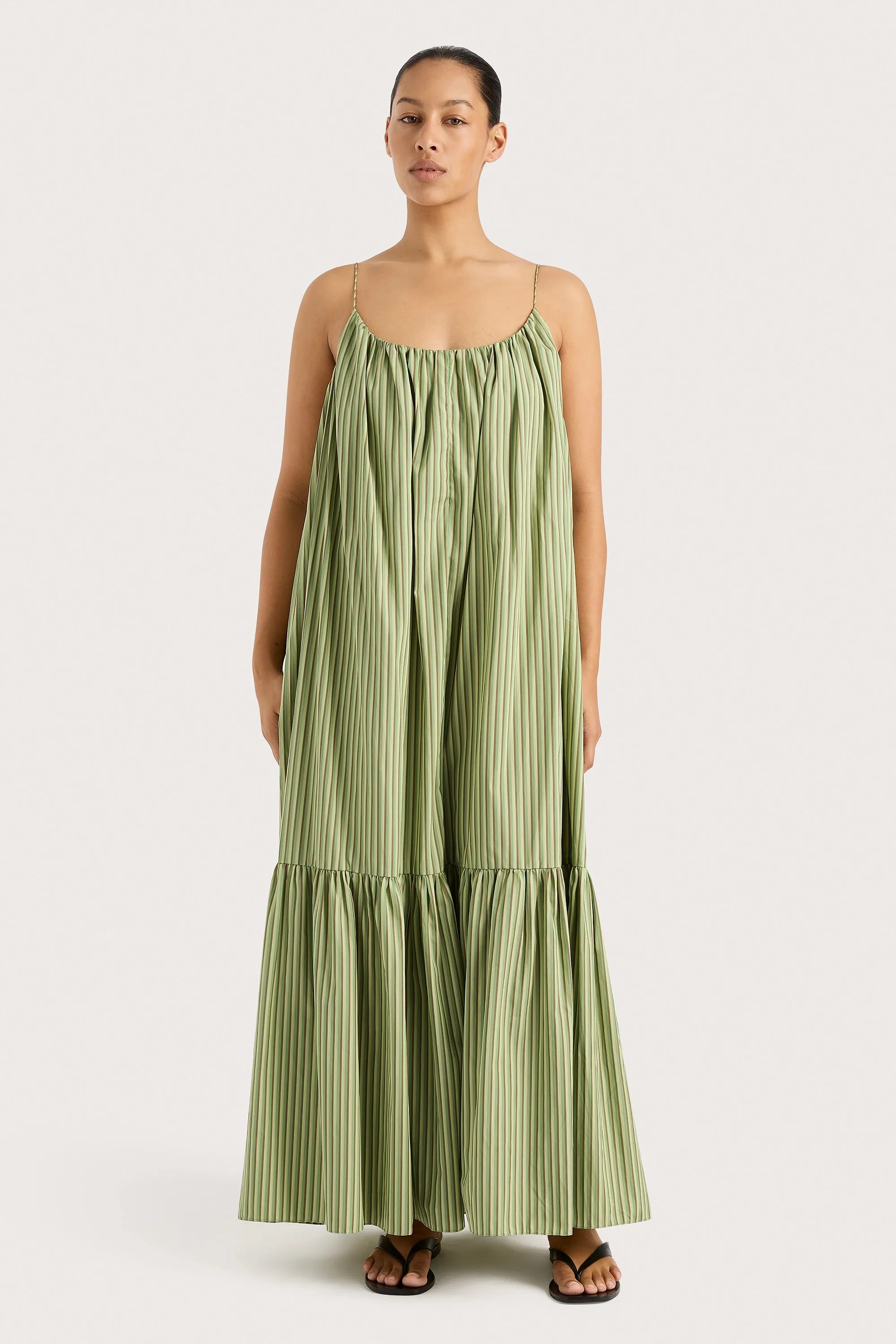 Elodie Maxi Dress Green Stripe - Final Sale sold by Faithfull the Brand