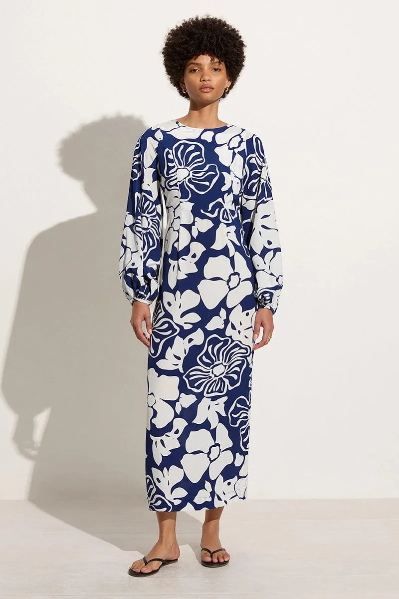 Rosarito Midi Dress Mica Floral Navy sold by Faithfull the Brand