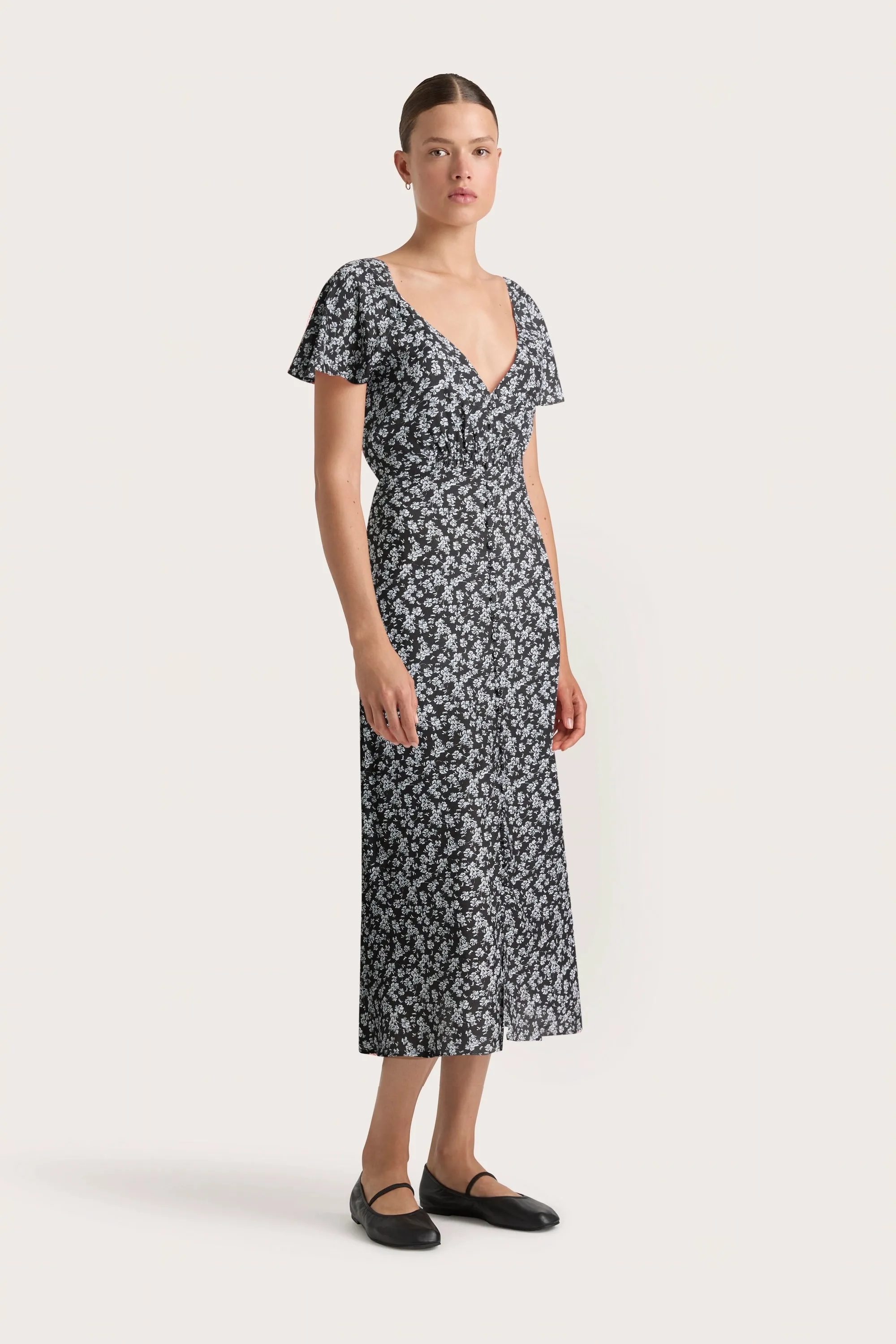 Aurelie Midi Dress Leilani Charred Navy - Final Sale sold by Faithfull the Brand product image thumbnail 3