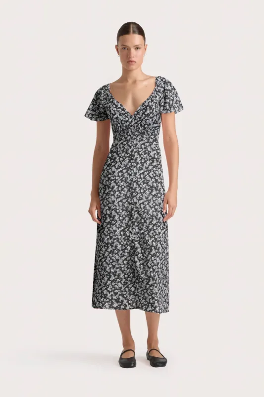 Aurelie Midi Dress Leilani Charred Navy - Final Sale sold by Faithfull the Brand