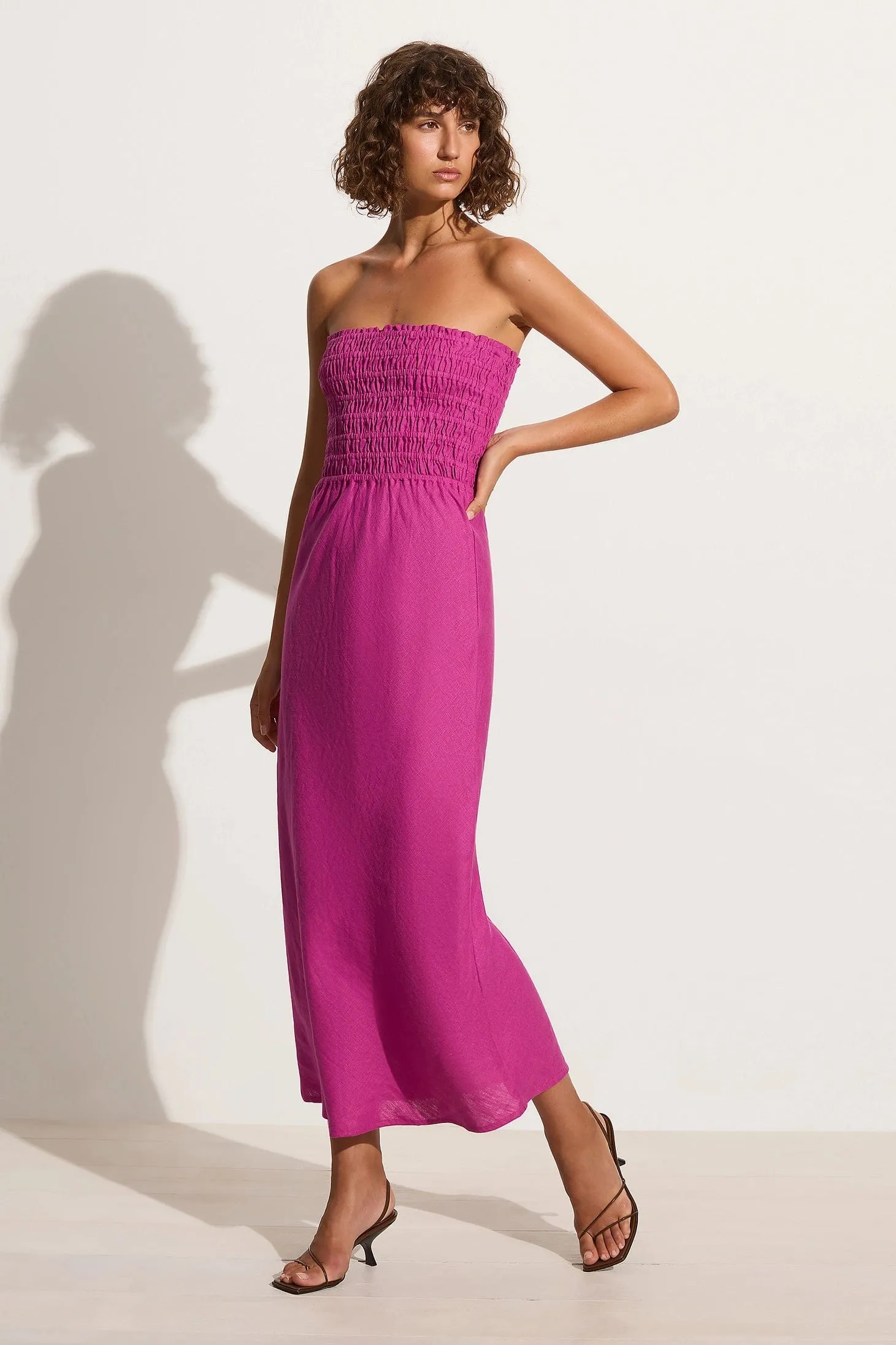 Do Dora Midi Dress Magenta - Final Sale sold by Faithfull the Brand product image thumbnail 3