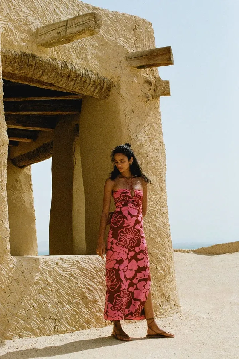 Tortugas Midi Dress Mica Floral Pink sold by Faithfull the Brand product image thumbnail 2