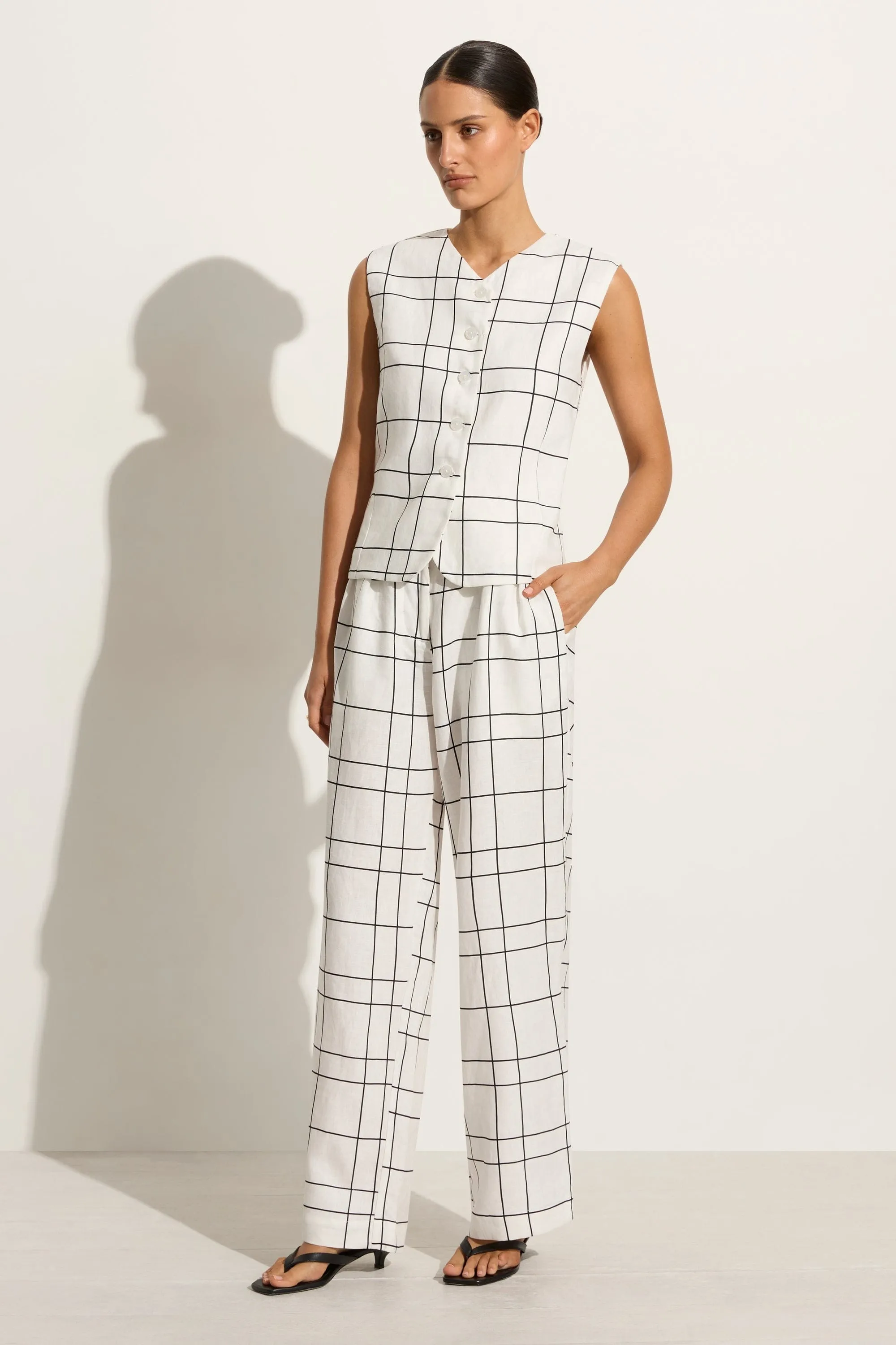 Duomo Pant Letizia Check White - Final Sale sold by Faithfull the Brand