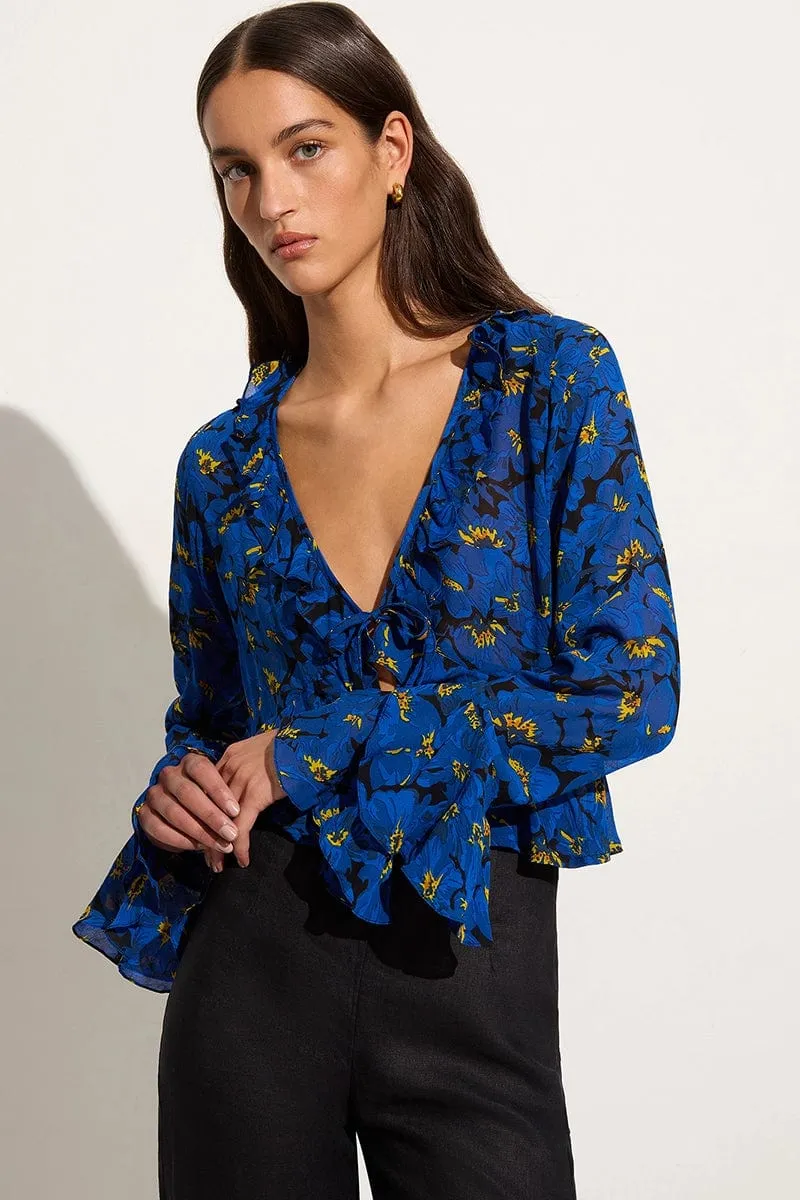 Montenegro Top El Limon Floral Blue sold by Faithfull the Brand