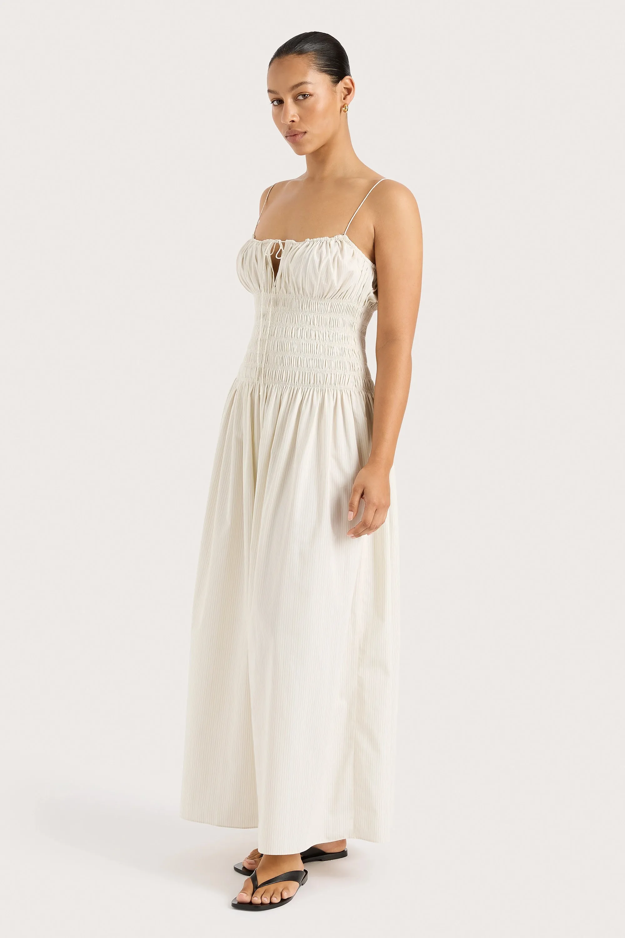 Aya String Maxi Dress Cream Pinstripe - Final Sale sold by Faithfull the Brand product image thumbnail 5