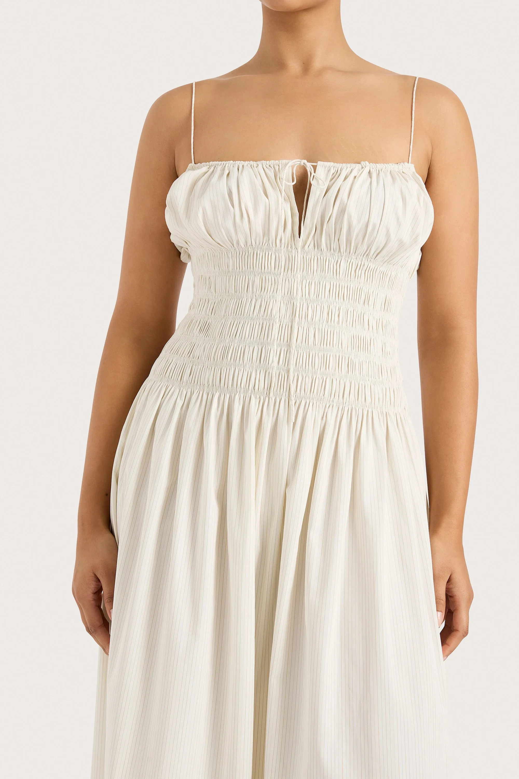 Aya String Maxi Dress Cream Pinstripe - Final Sale sold by Faithfull the Brand product image thumbnail 4