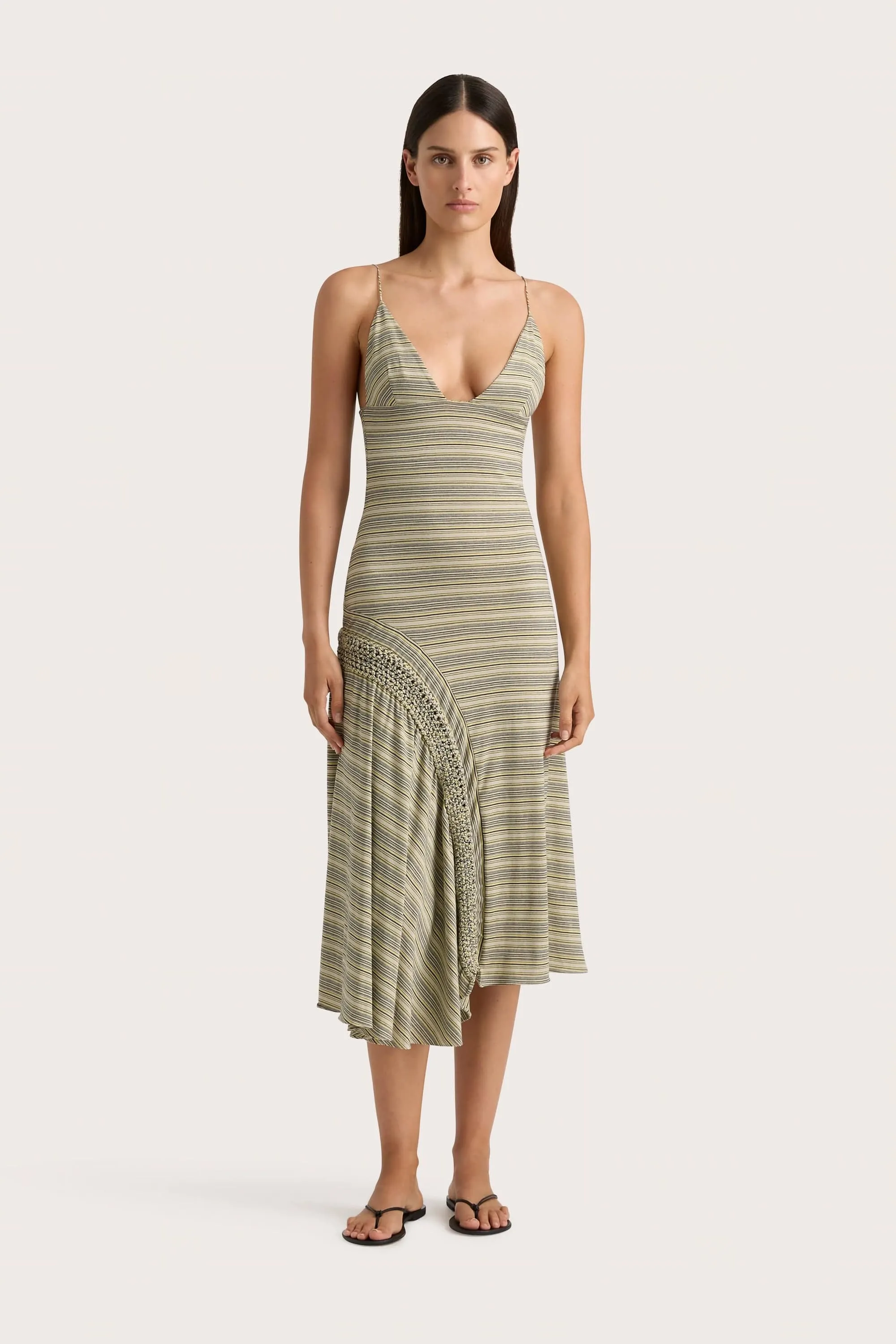 Hyeres Midi Dress Lemon Navy Stripe - Final Sale sold by Faithfull the Brand