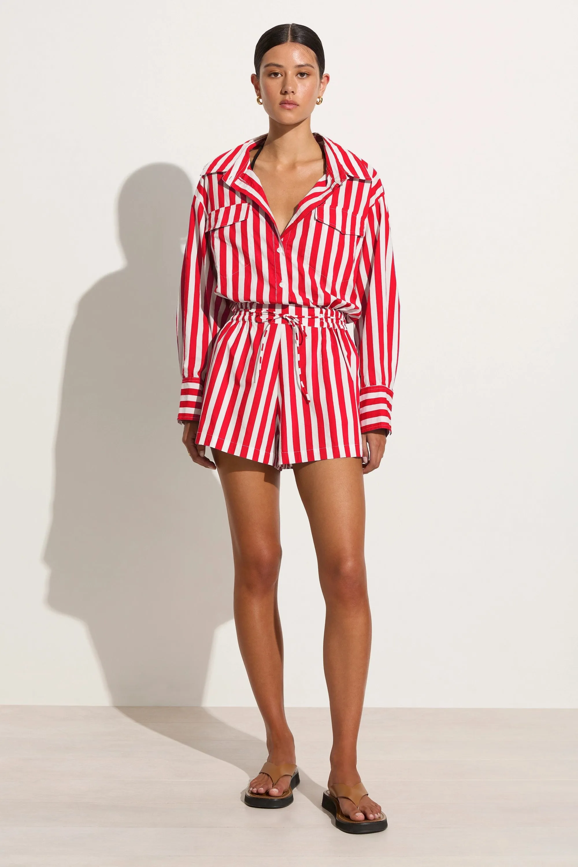 Isole Playsuit Bayou Stripe Red - Final Sale sold by Faithfull the Brand