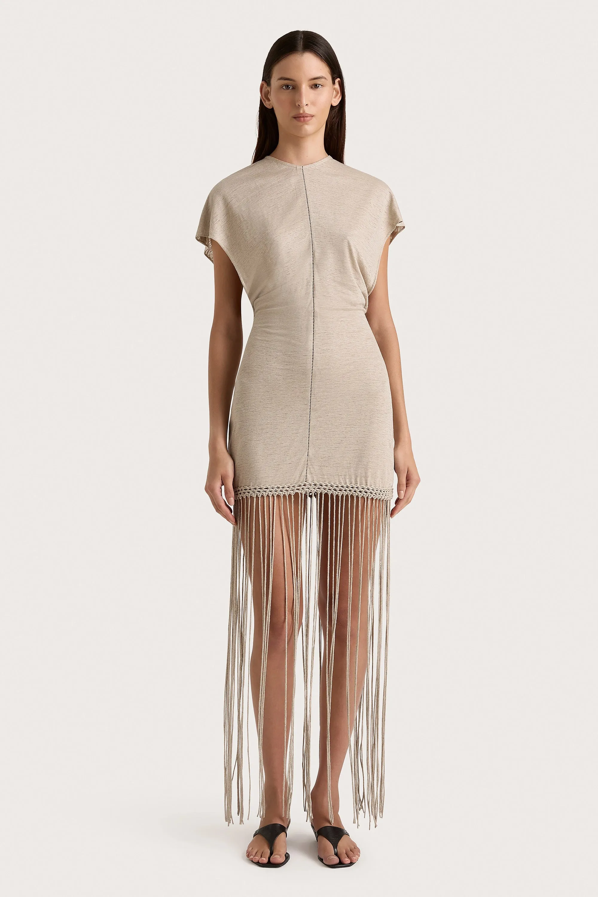 Ines Fringe Dress Oatmeal - Final Sale sold by Faithfull the Brand
