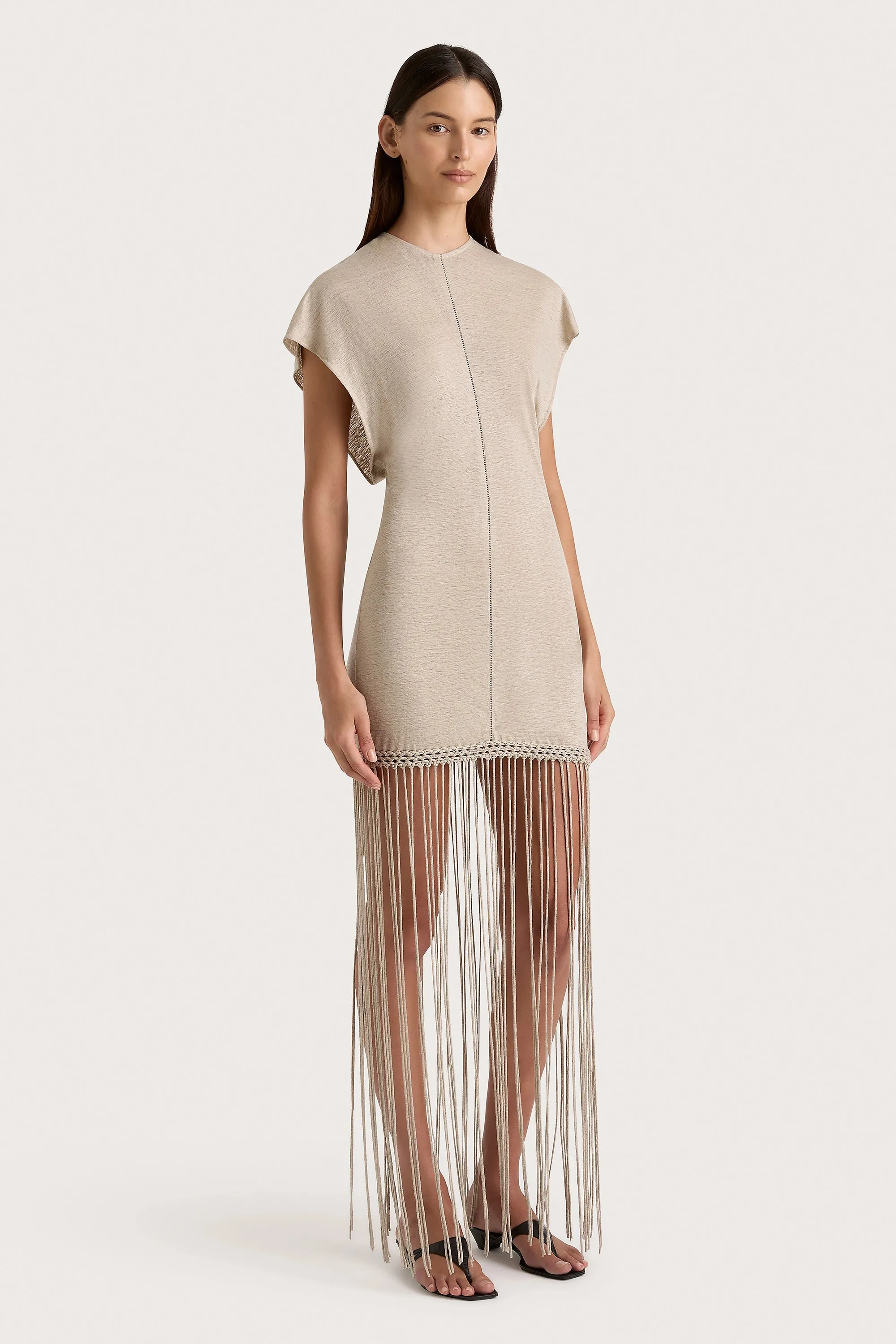 Ines Fringe Dress Oatmeal - Final Sale sold by Faithfull the Brand product image thumbnail 4