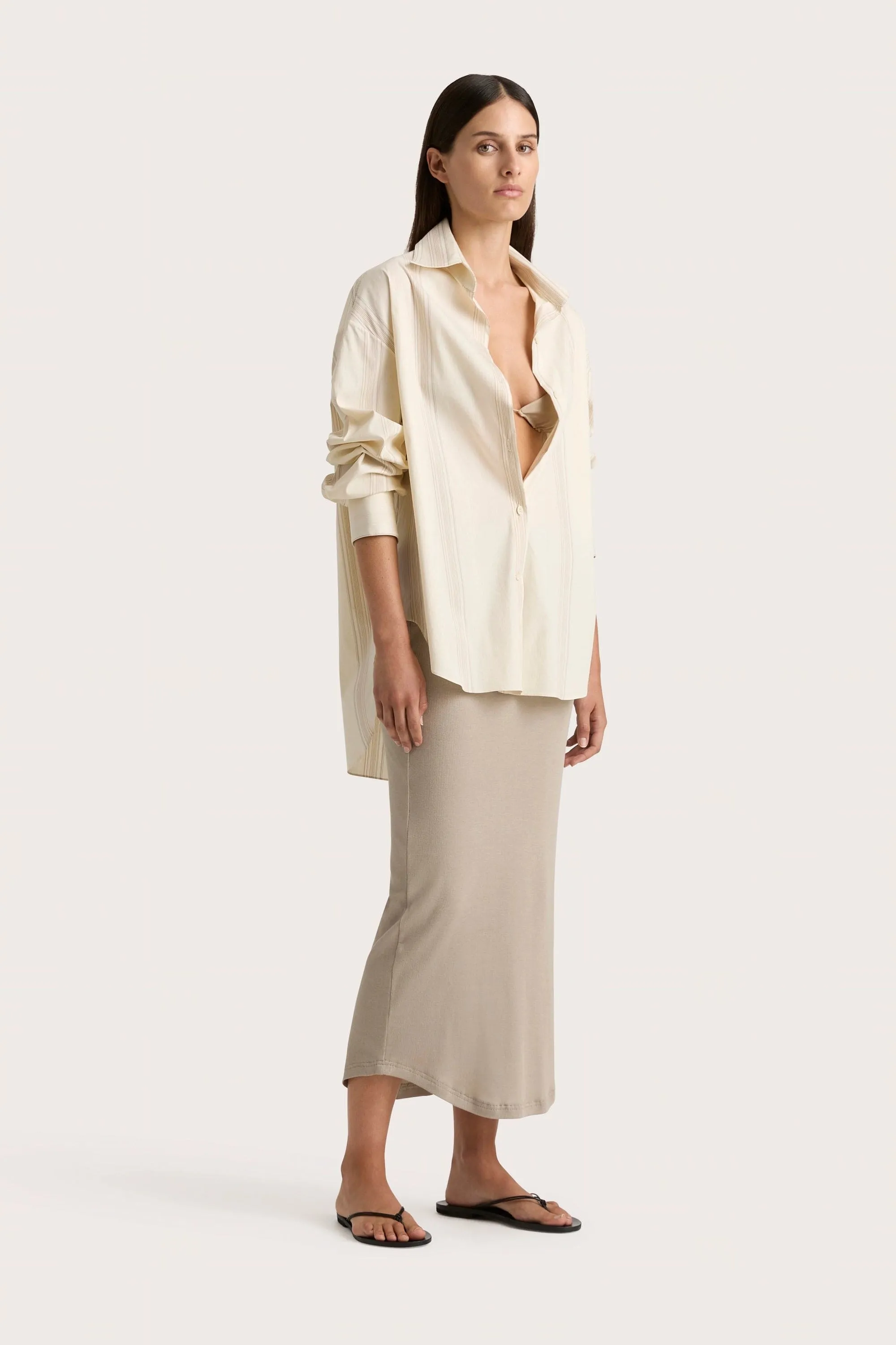 En Vau Shirt Foam Taupe Stripe - Final Sale sold by Faithfull the Brand product image thumbnail 4