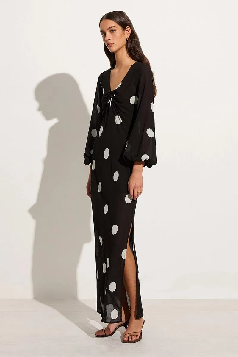 Santos Maxi Dress Veia Polka Dot Chocolate sold by Faithfull the Brand product image thumbnail 3