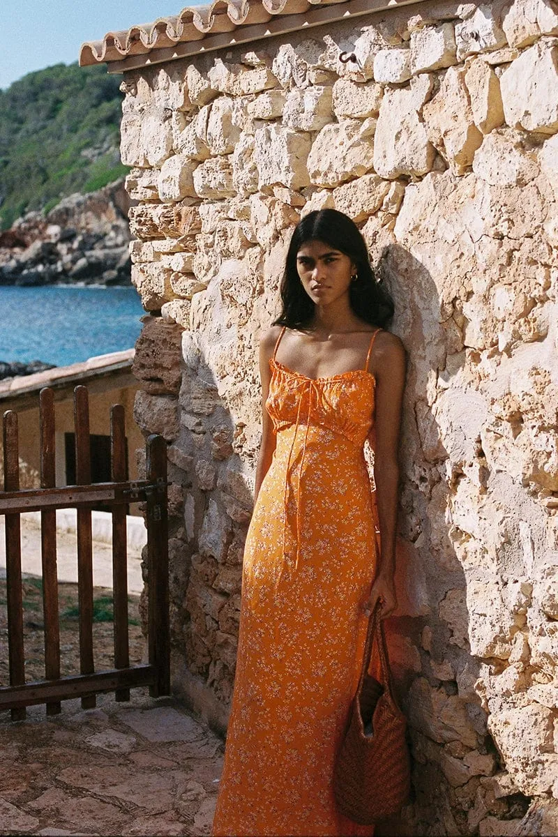 Gita Midi Dress Audrey Floral Orange - Final Sale sold by Faithfull the Brand product image thumbnail 2