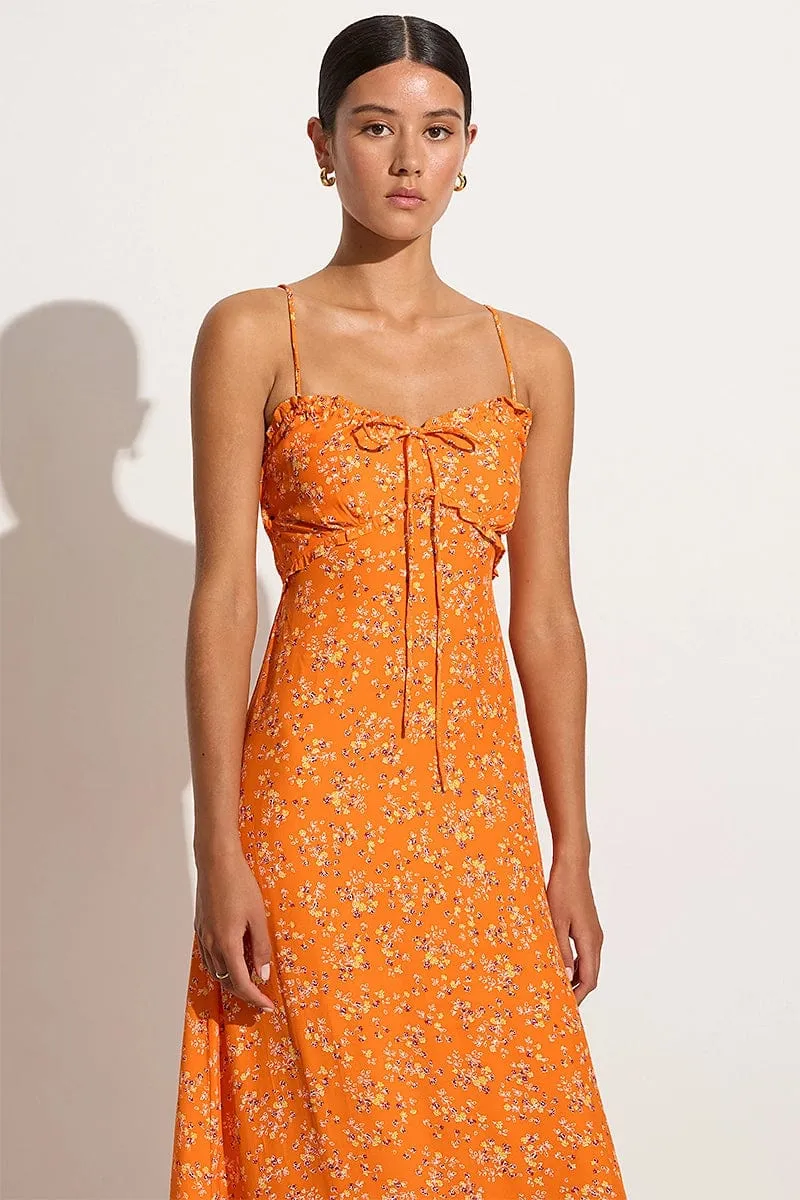 Gita Midi Dress Audrey Floral Orange - Final Sale sold by Faithfull the Brand product image thumbnail 4