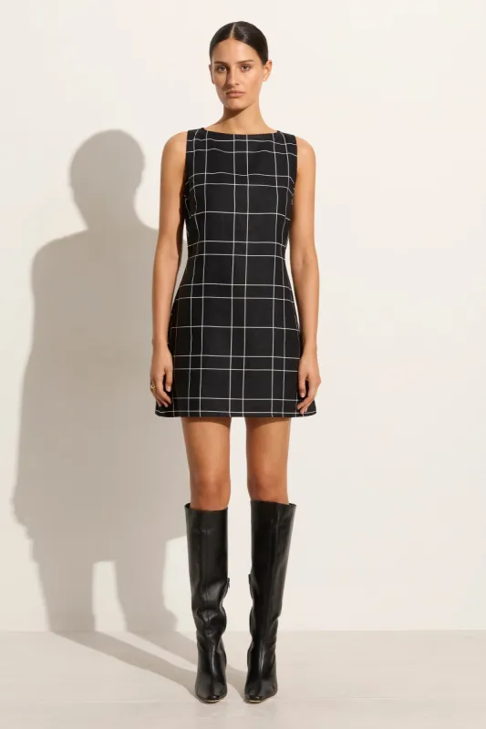 Lui Mini Dress Letizia Check Black - Final Sale sold by Faithfull the Brand