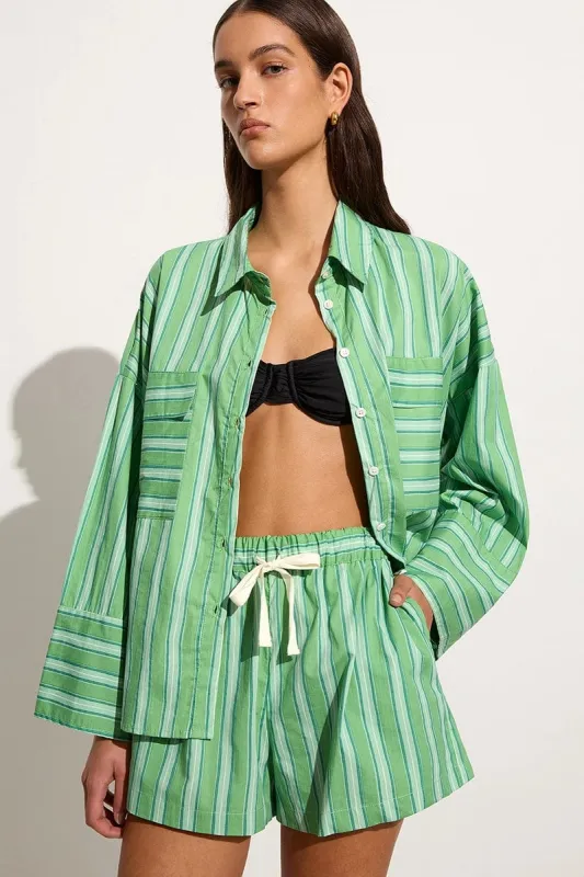 Tasha Shirt Akaia Stripe Green sold by Faithfull the Brand