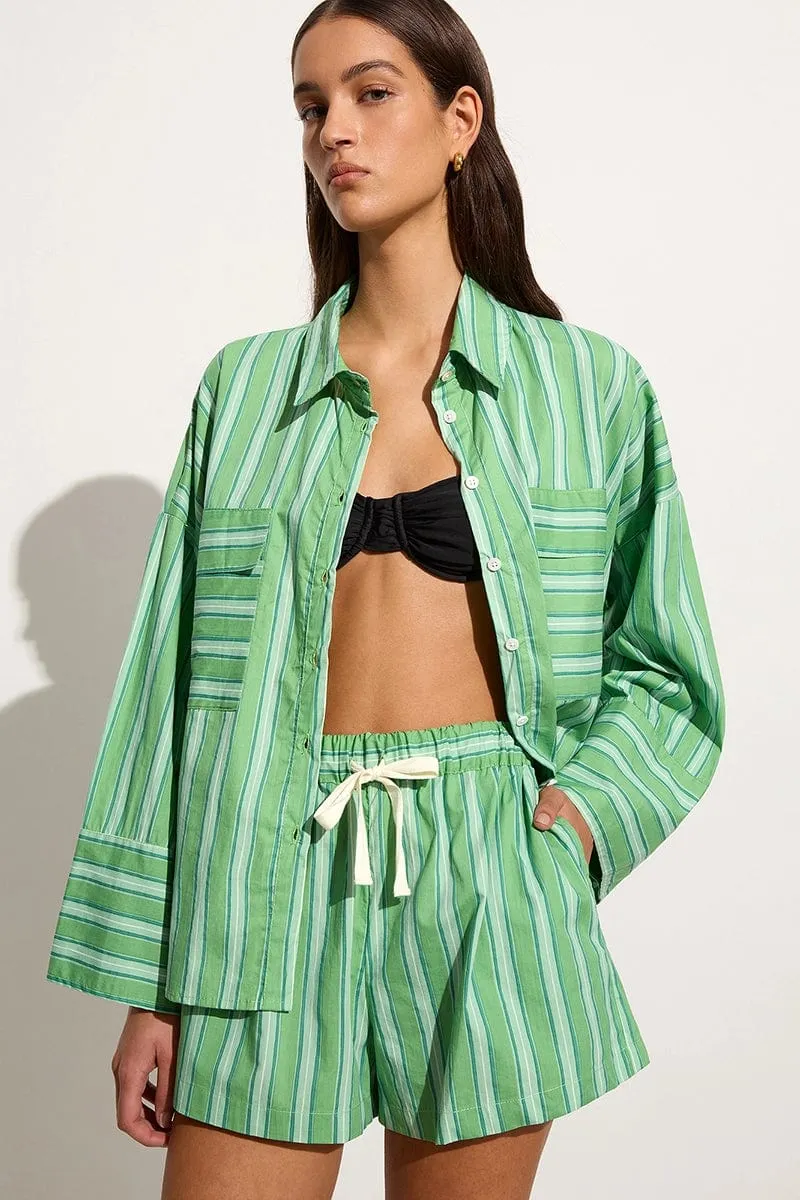 Tasha Shirt Akaia Stripe Green sold by Faithfull the Brand