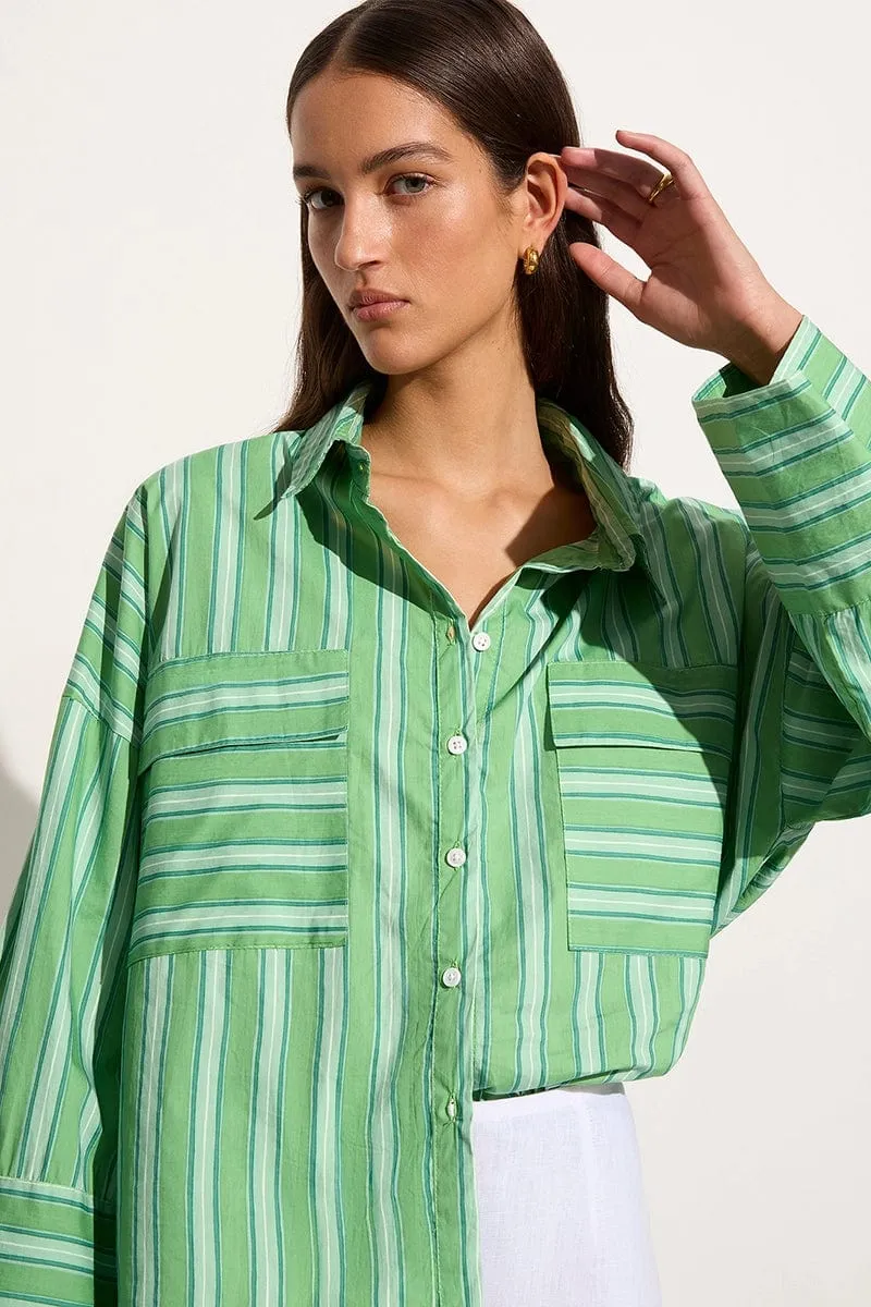 Tasha Shirt Akaia Stripe Green sold by Faithfull the Brand product image thumbnail 2