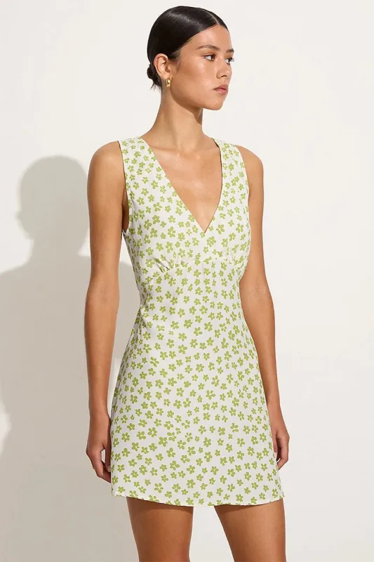 Penne Mini Dress Gita Floral Green - Final Sale sold by Faithfull the Brand