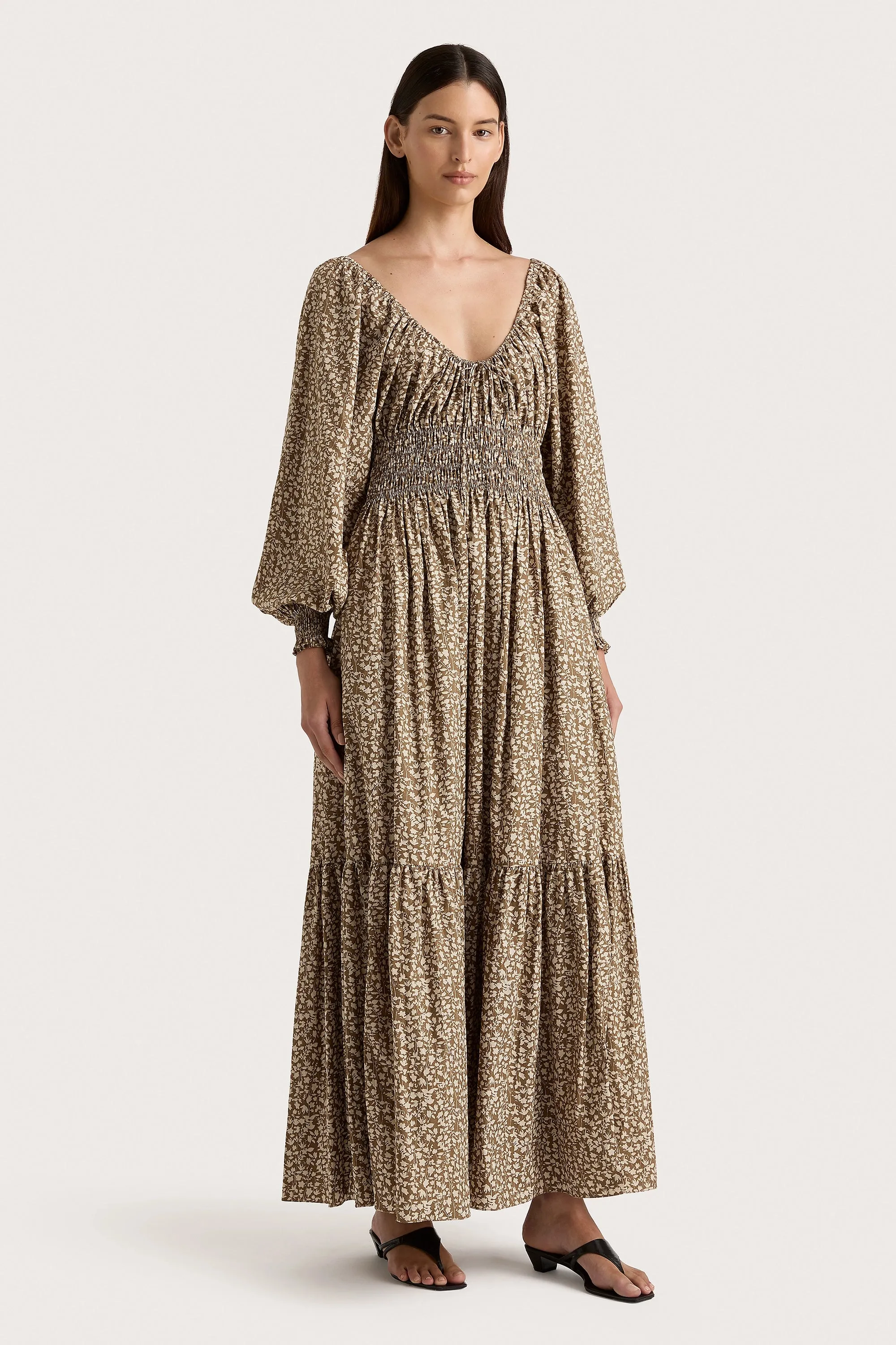 Fleur Maxi Dress Micro Leaves Walnut - Final Sale sold by Faithfull the Brand product image thumbnail 4
