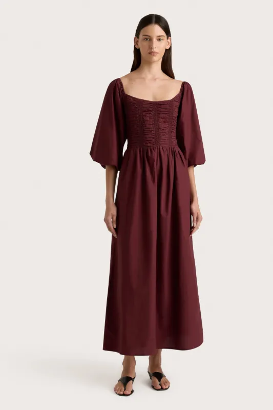Alma Midi Dress Bordeaux - Final Sale made by Faithfull the Brand