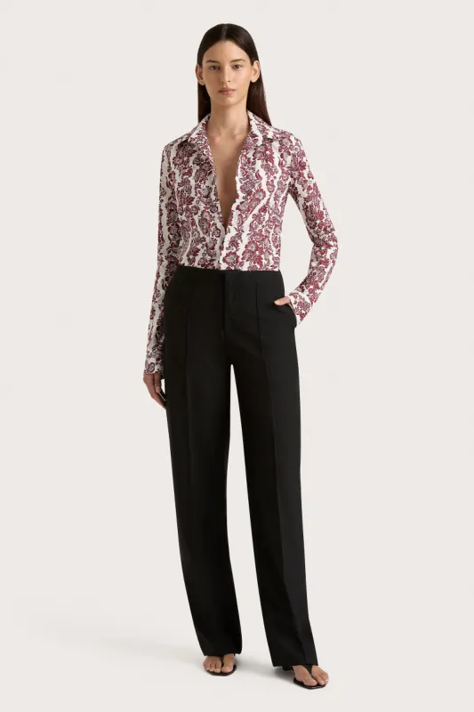 Estelle Fitted Shirt Striped Floral Wine - Final Sale sold by Faithfull the Brand