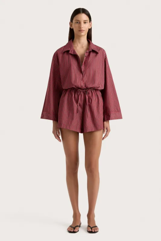 Freja Playsuit Wine Stripe - Final Sale sold by Faithfull the Brand