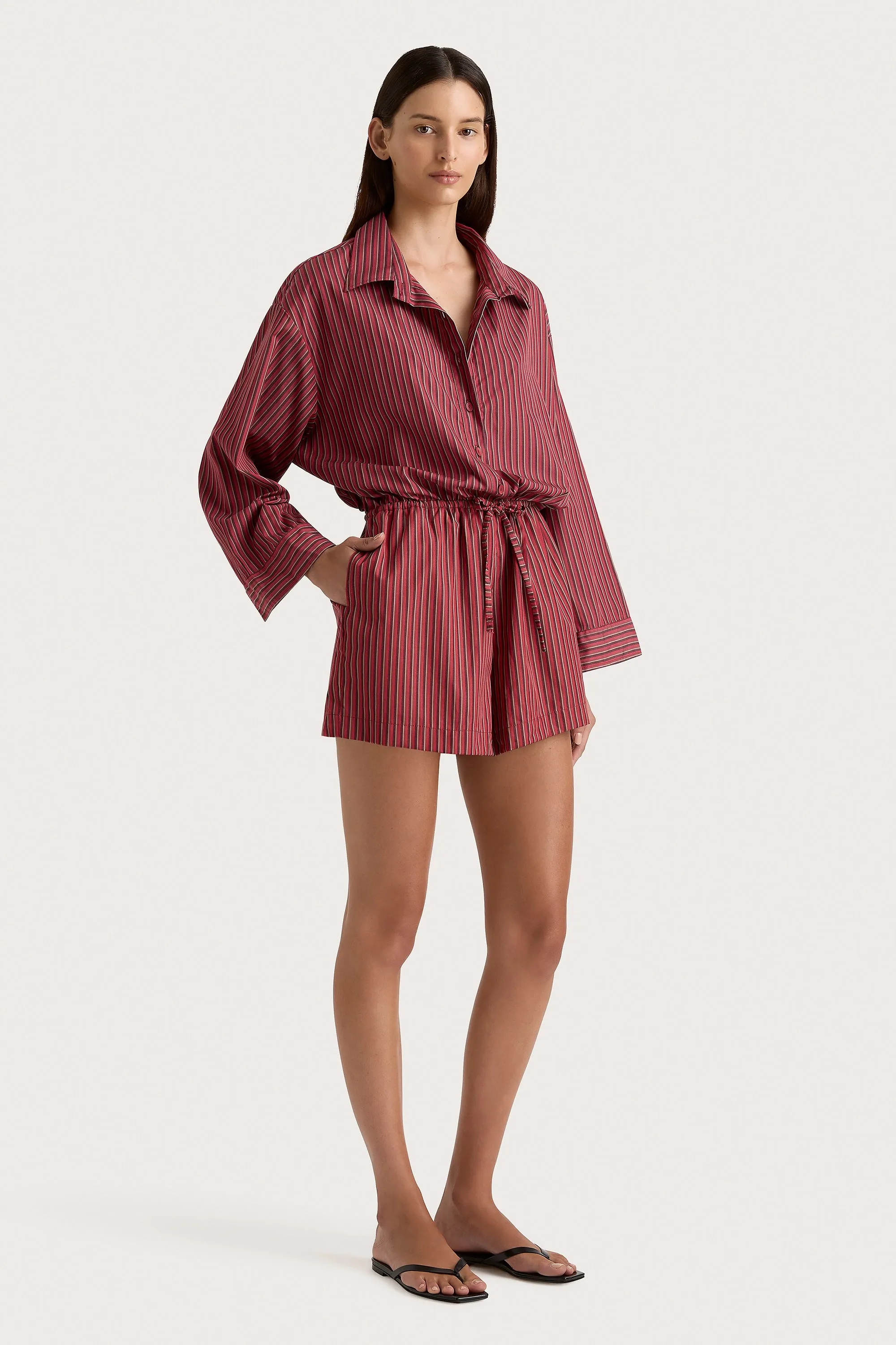 Freja Playsuit Wine Stripe - Final Sale sold by Faithfull the Brand product image thumbnail 3