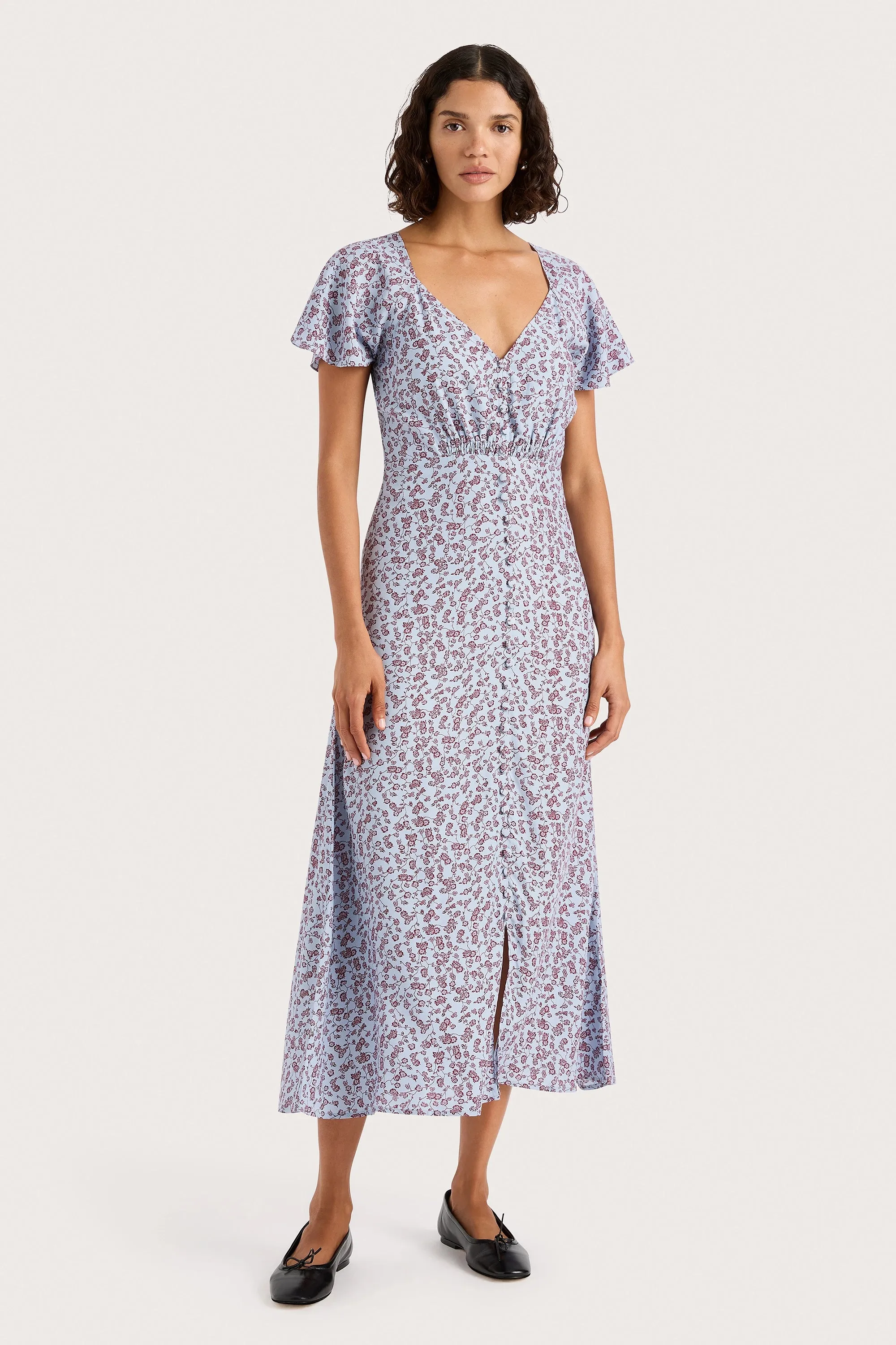 Aurelia Midi Dress Amaryllis Floral Blue - Final Sale sold by Faithfull the Brand product image thumbnail 5