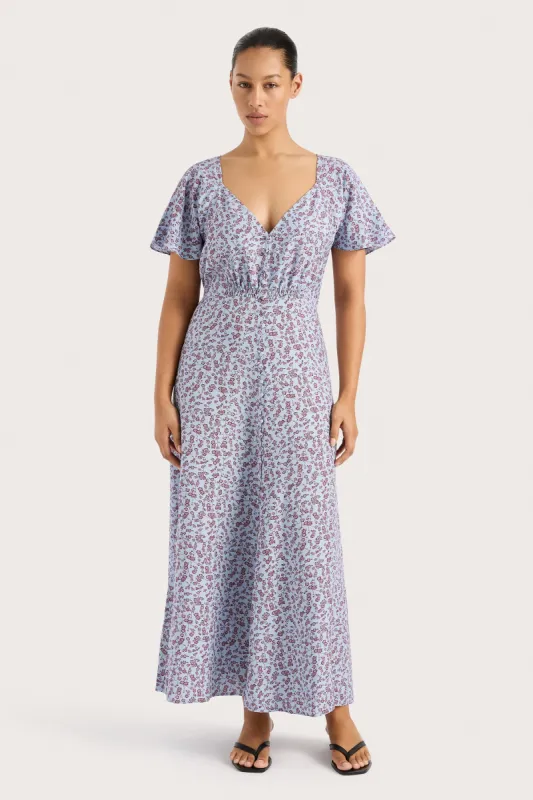 Aurelia Midi Dress Amaryllis Floral Blue - Final Sale sold by Faithfull the Brand