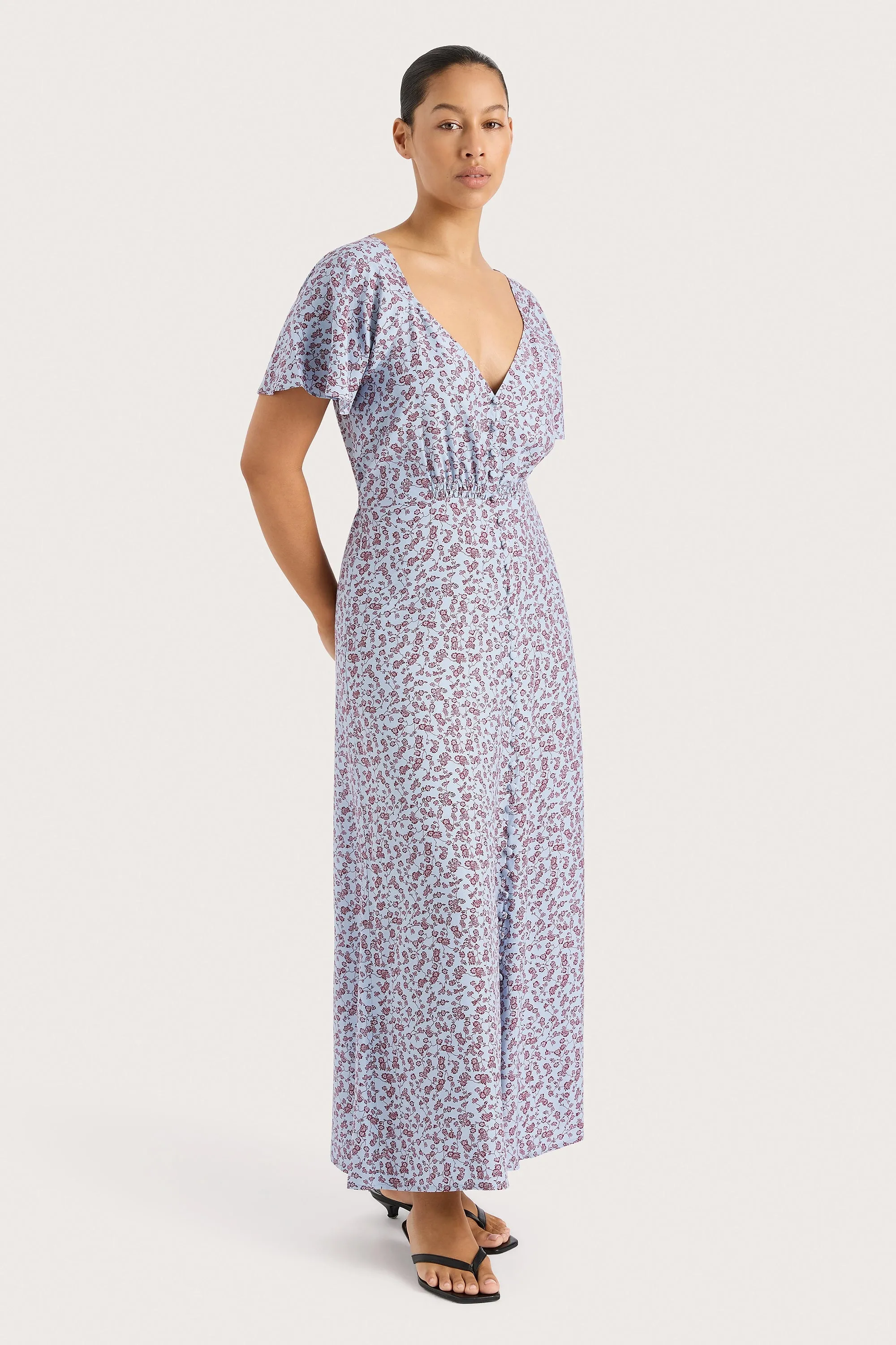 Aurelia Midi Dress Amaryllis Floral Blue - Final Sale sold by Faithfull the Brand product image thumbnail 3