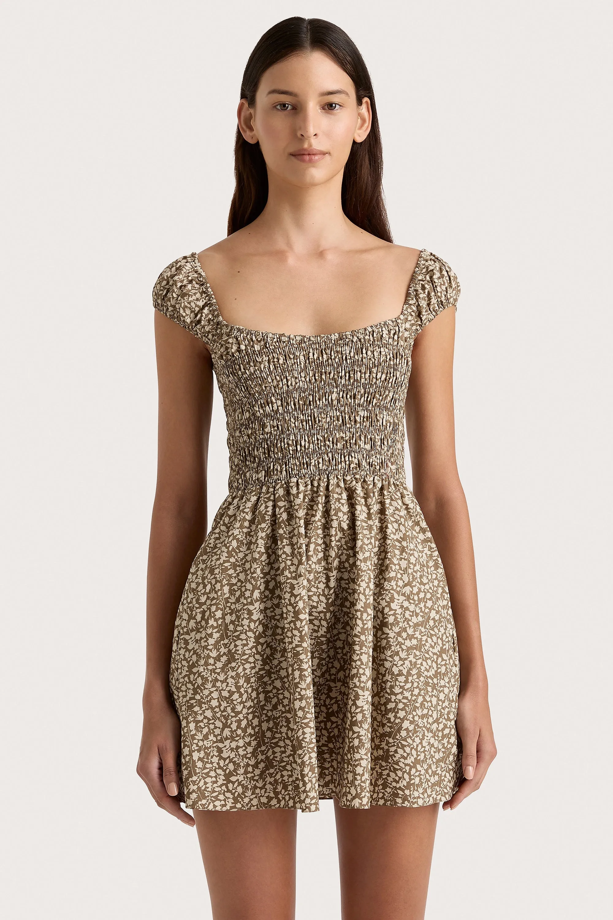 Lene Mini Dress Micro Leaves Walnut - Final Sale sold by Faithfull the Brand product image thumbnail 2