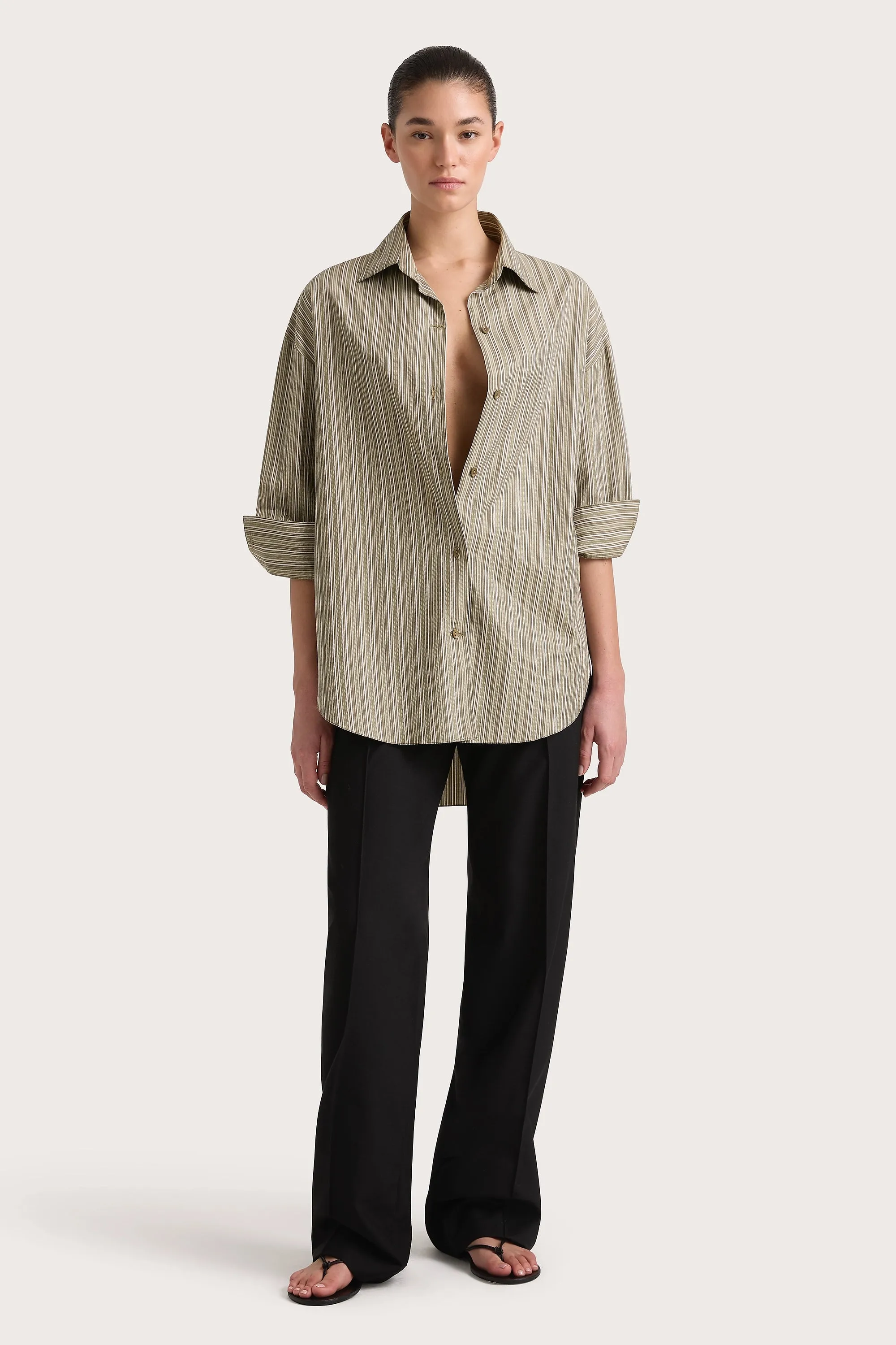 En Vau Shirt Khaki Stripe - Final Sale sold by Faithfull the Brand